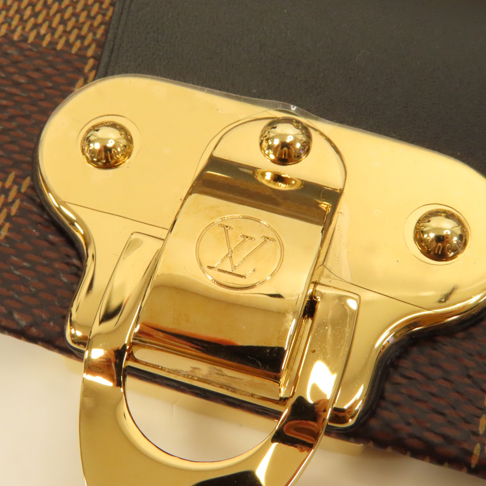 LOUIS VUITTON Damier Vavin PM金扣鏈帶肩背袋啡色