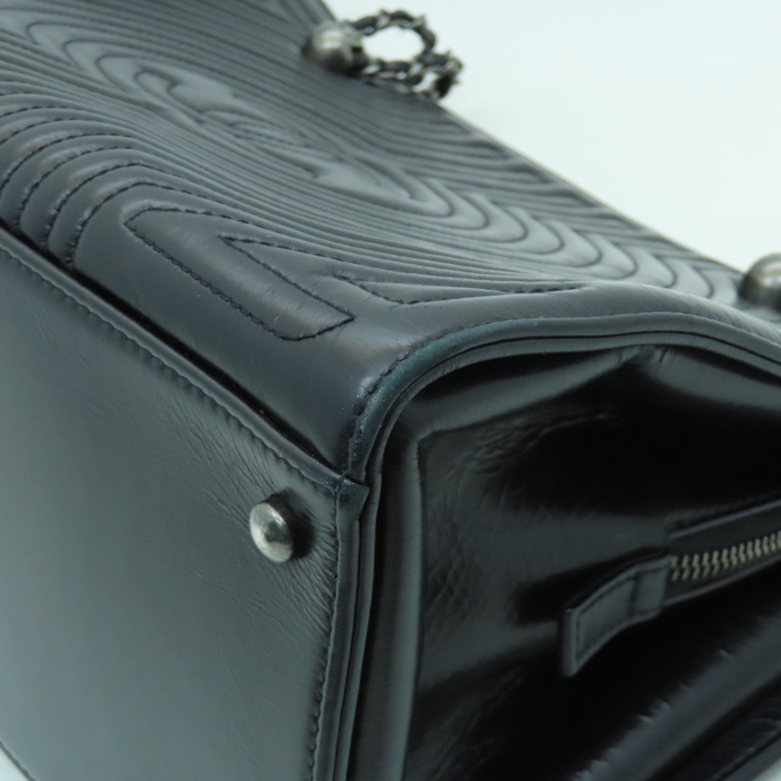 CHANEL 【激減優惠】牛皮皮革Chain Shoulder Bag銀扣鏈帶肩背袋黑色