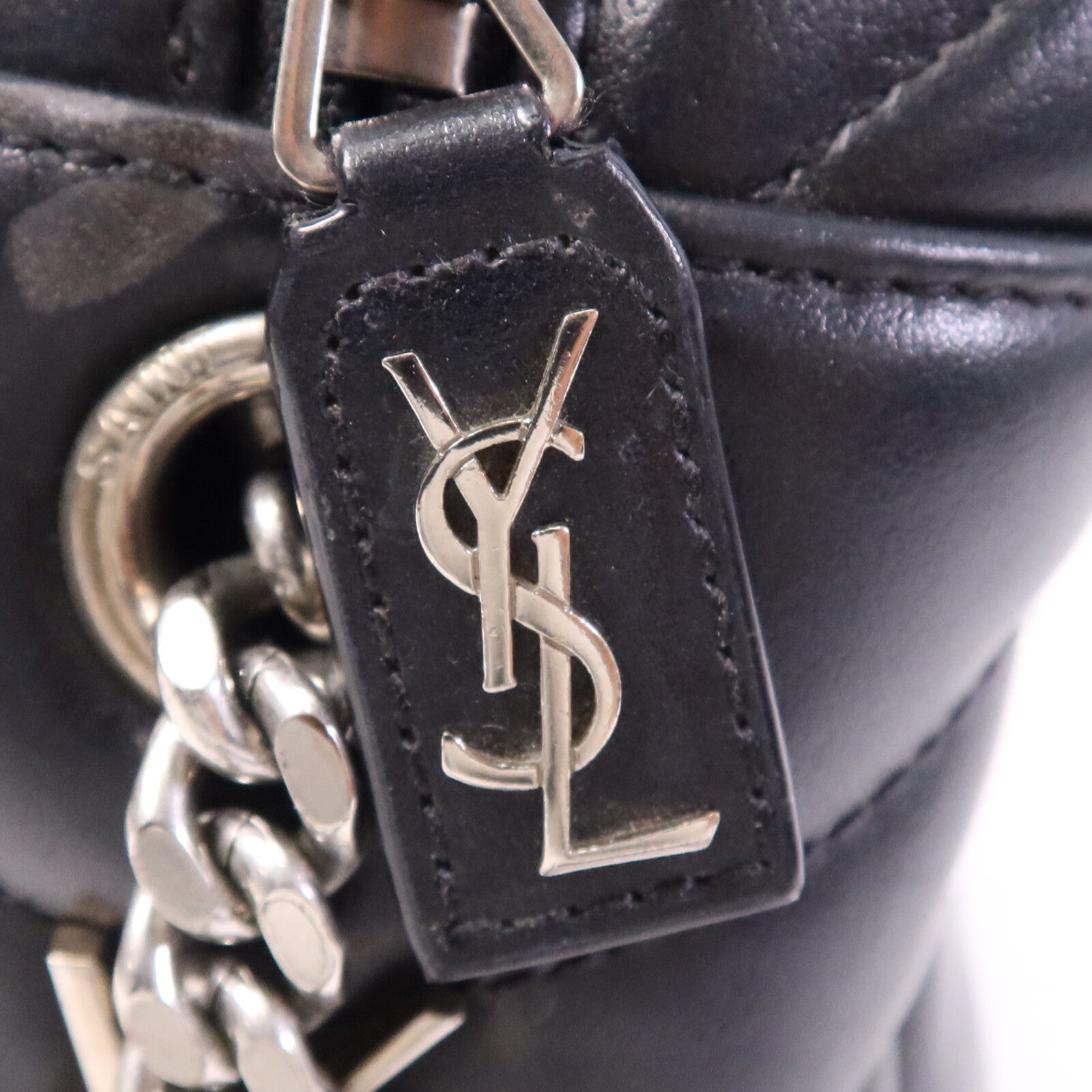 SAINT LAURENT 牛皮皮革Loulou銀扣鏈帶肩背袋