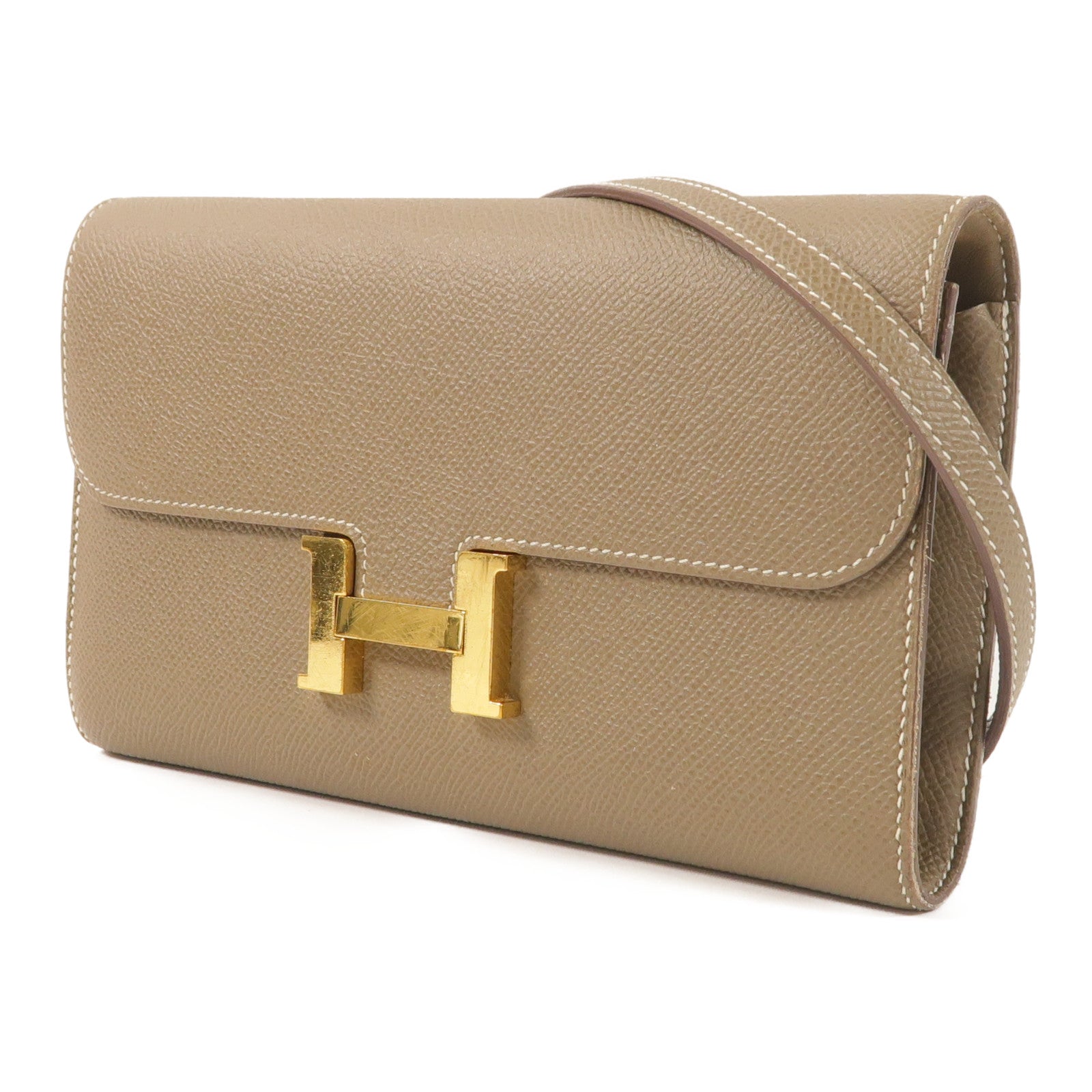 HERMES Epsom皮革Constance To Go金扣肩背袋Etoupe