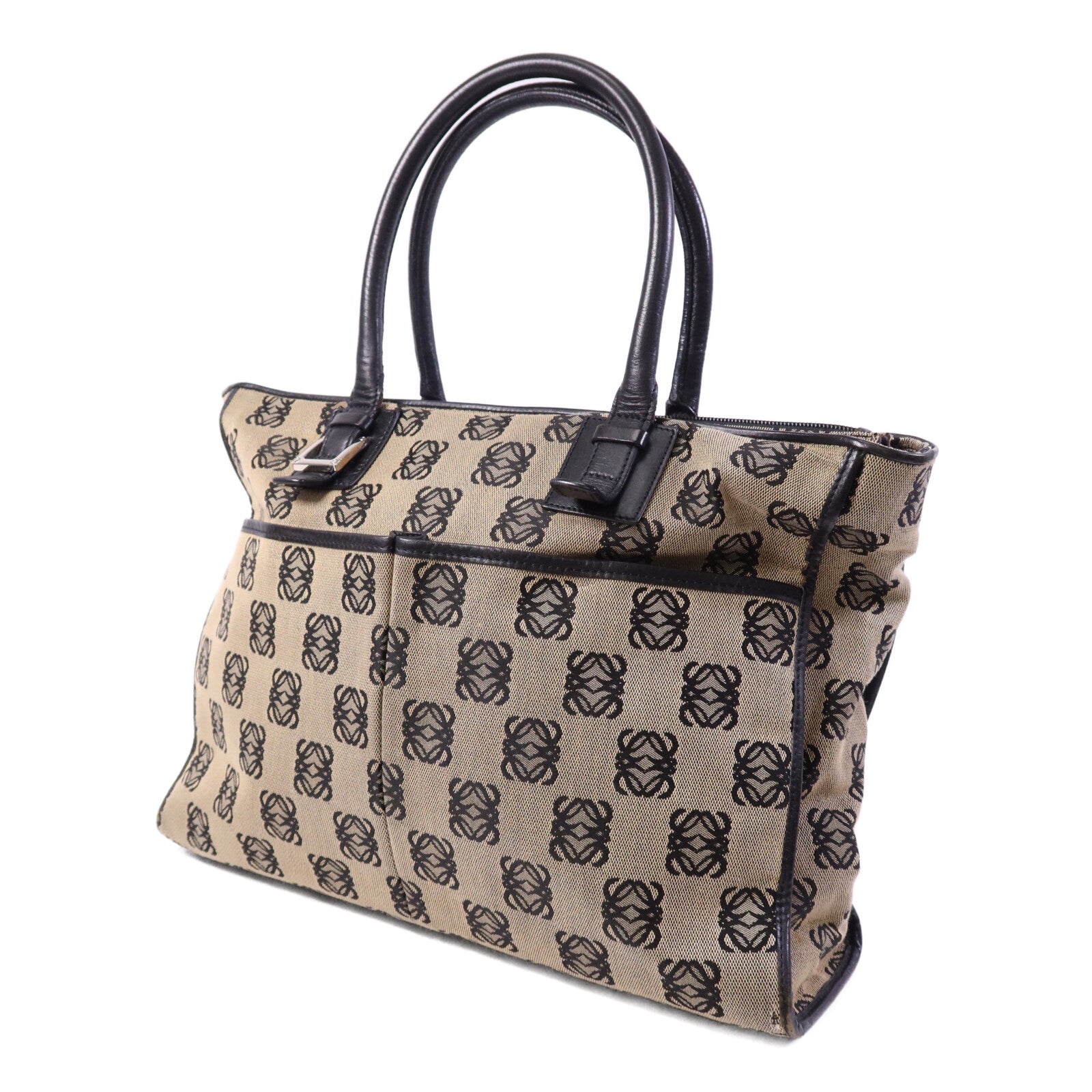 LOEWE 帆布Hand Bag銀扣手挽袋
