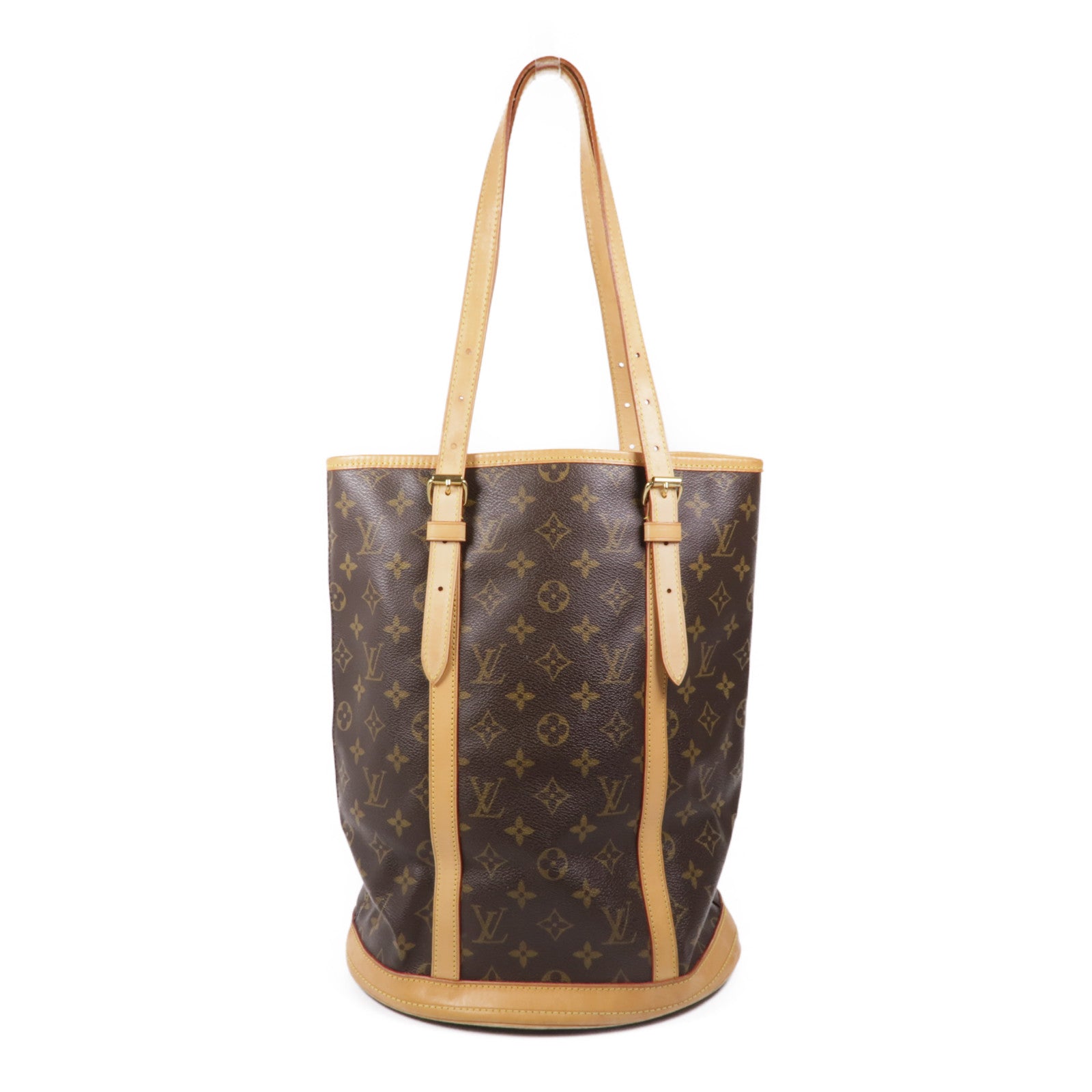 LOUIS VUITTON Monogram Bucket GM金扣手挽袋棕色