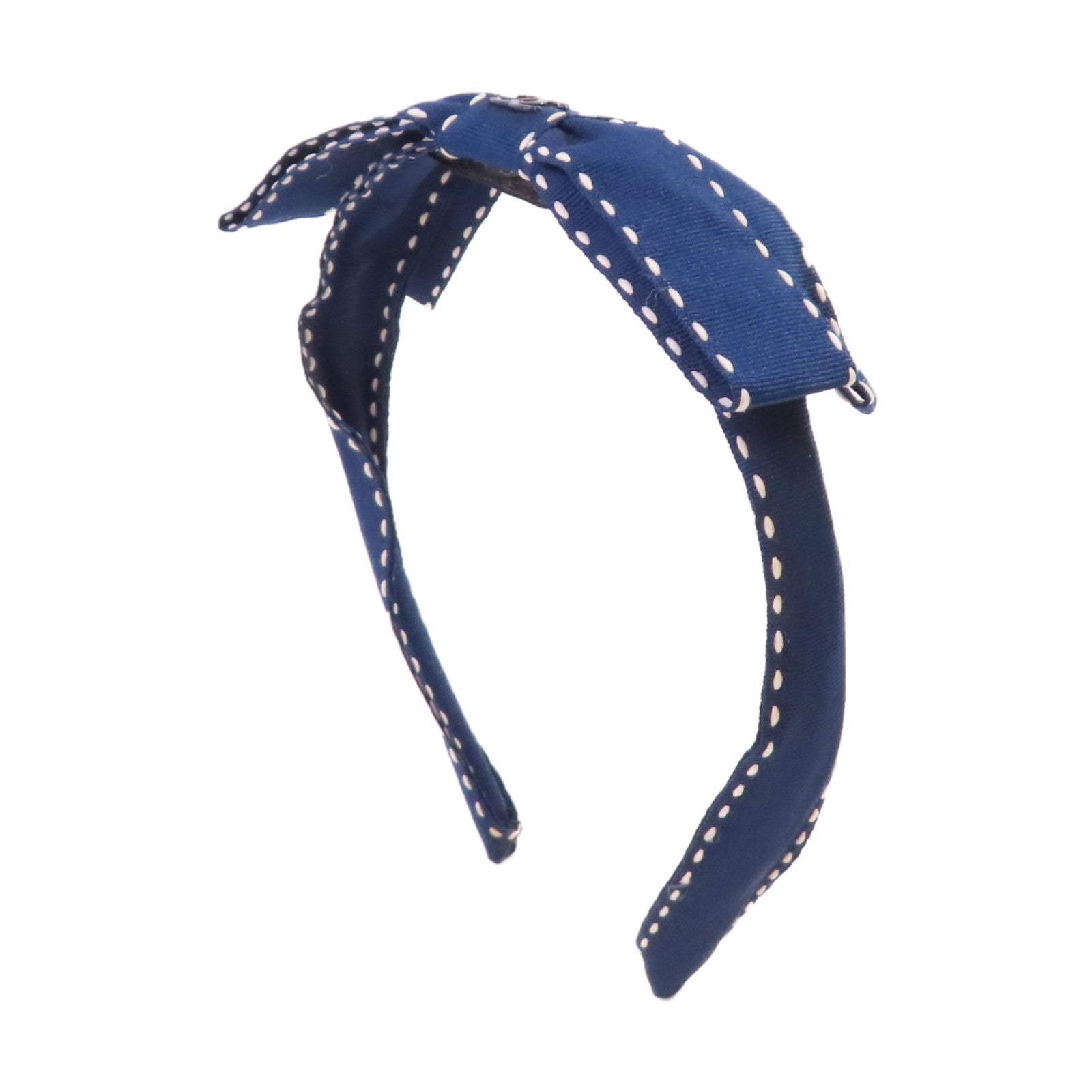 CHANEL 帆布Hairband髮箍藍色/白色