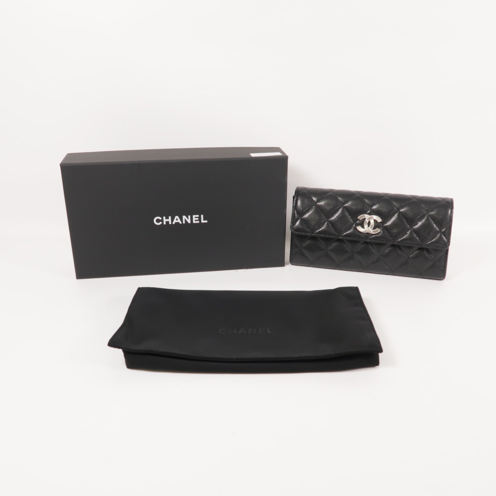 CHANEL CC SHW Long Wallet Calfskin Leather Black