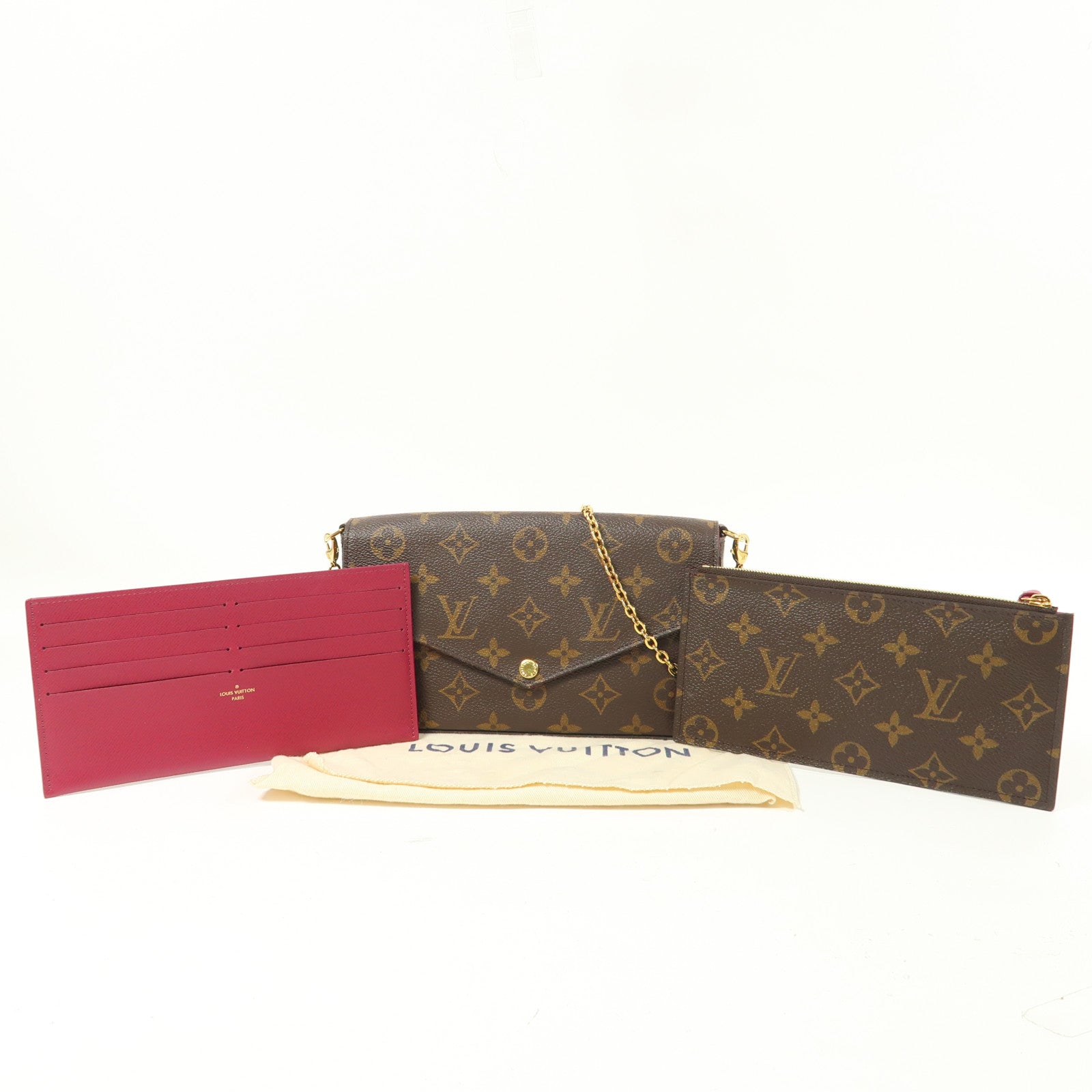 LOUIS VUITTON LV GHW Pochette Felicie Chain Shoulder Bag M61276 Monogram Brown