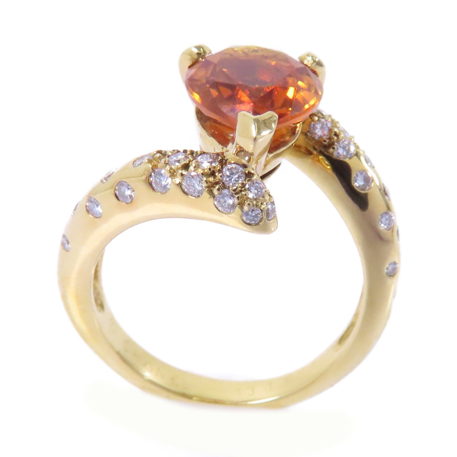 CHANEL 18K黃金Citrine Diamond Ring黃水晶鑽石戒指US#6.5