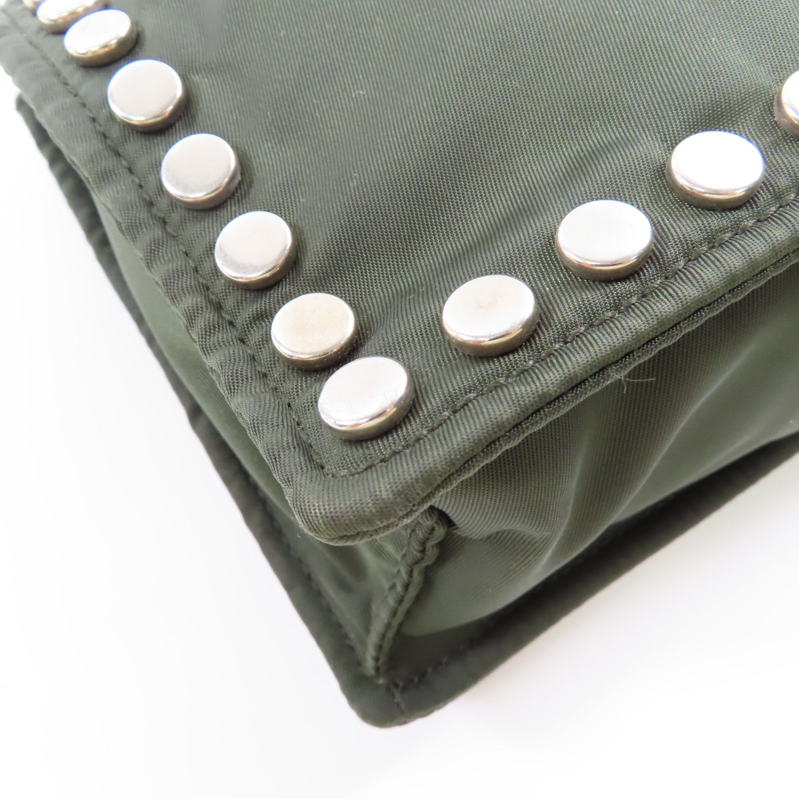 PRADA 尼龍Shoulder Bag銀扣肩背袋綠色
