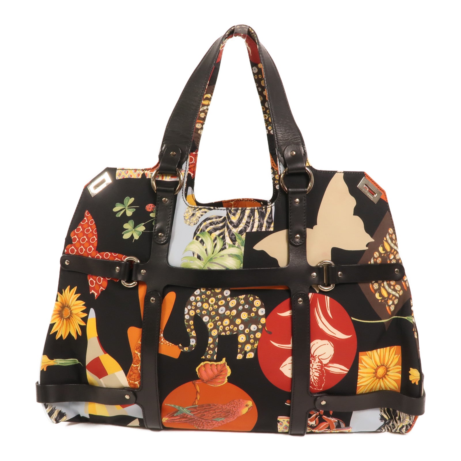 Salvatore Ferragamo 尼龍/牛皮皮革Tote Bag銀扣手挽袋