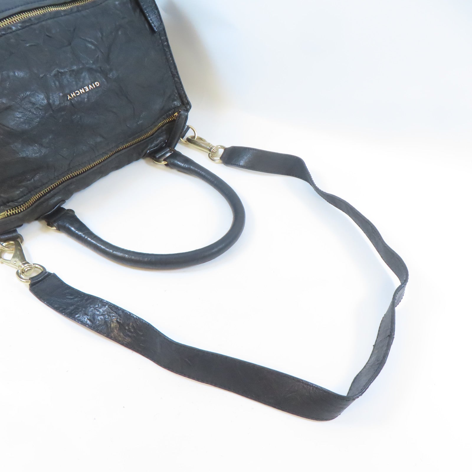 GIVENCHY 皮革Pandora Large Bag金扣手挽肩背兩用袋黑色