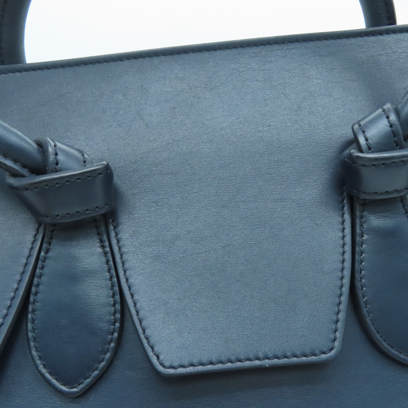 CELINE 牛皮皮革金扣肩背袋深藍色