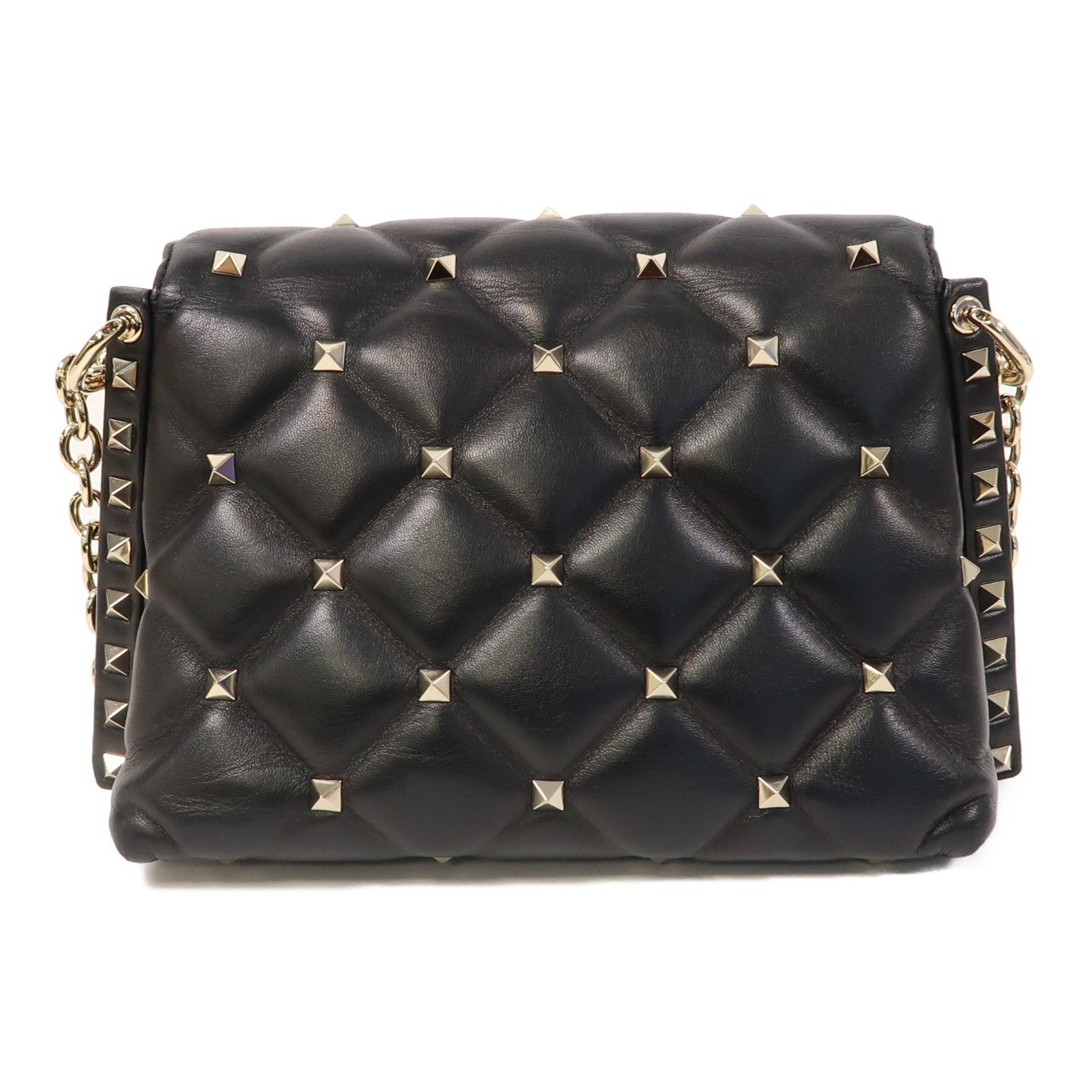 Valentino 牛皮皮革Shoulder Bag金扣鏈帶肩背袋黑色