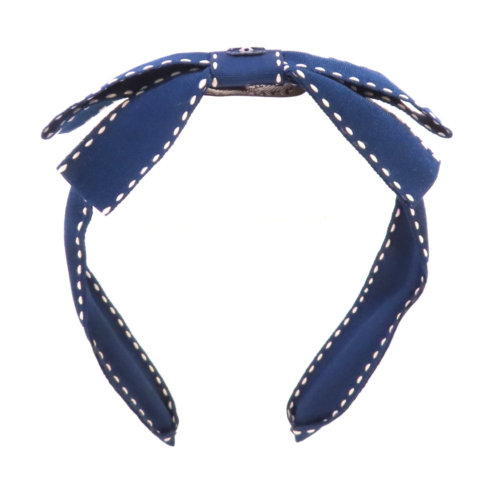 CHANEL 帆布Hairband髮箍藍色/白色