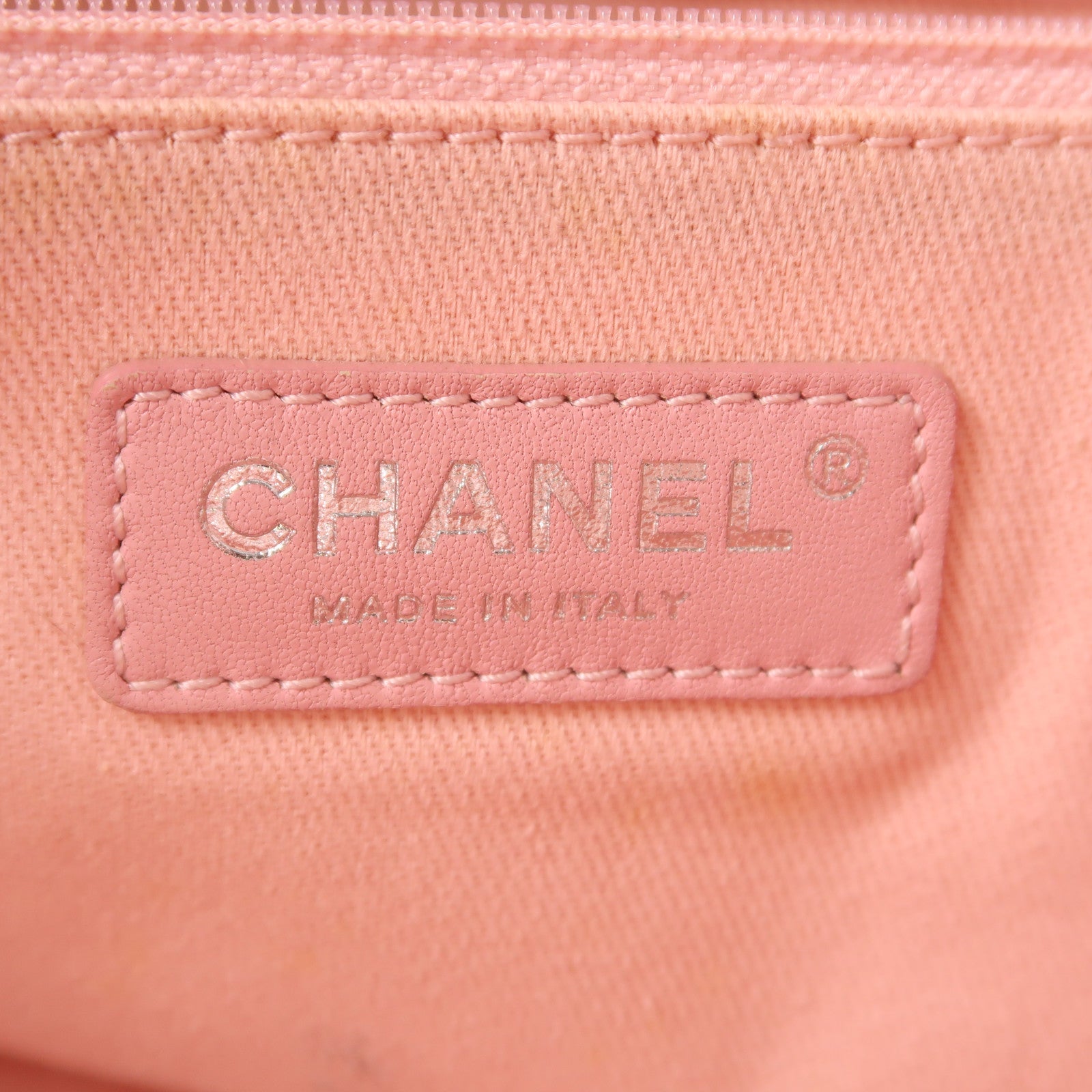 CHANEL Straw Deauville Tote Bag銀扣肩背袋白色/粉紅色