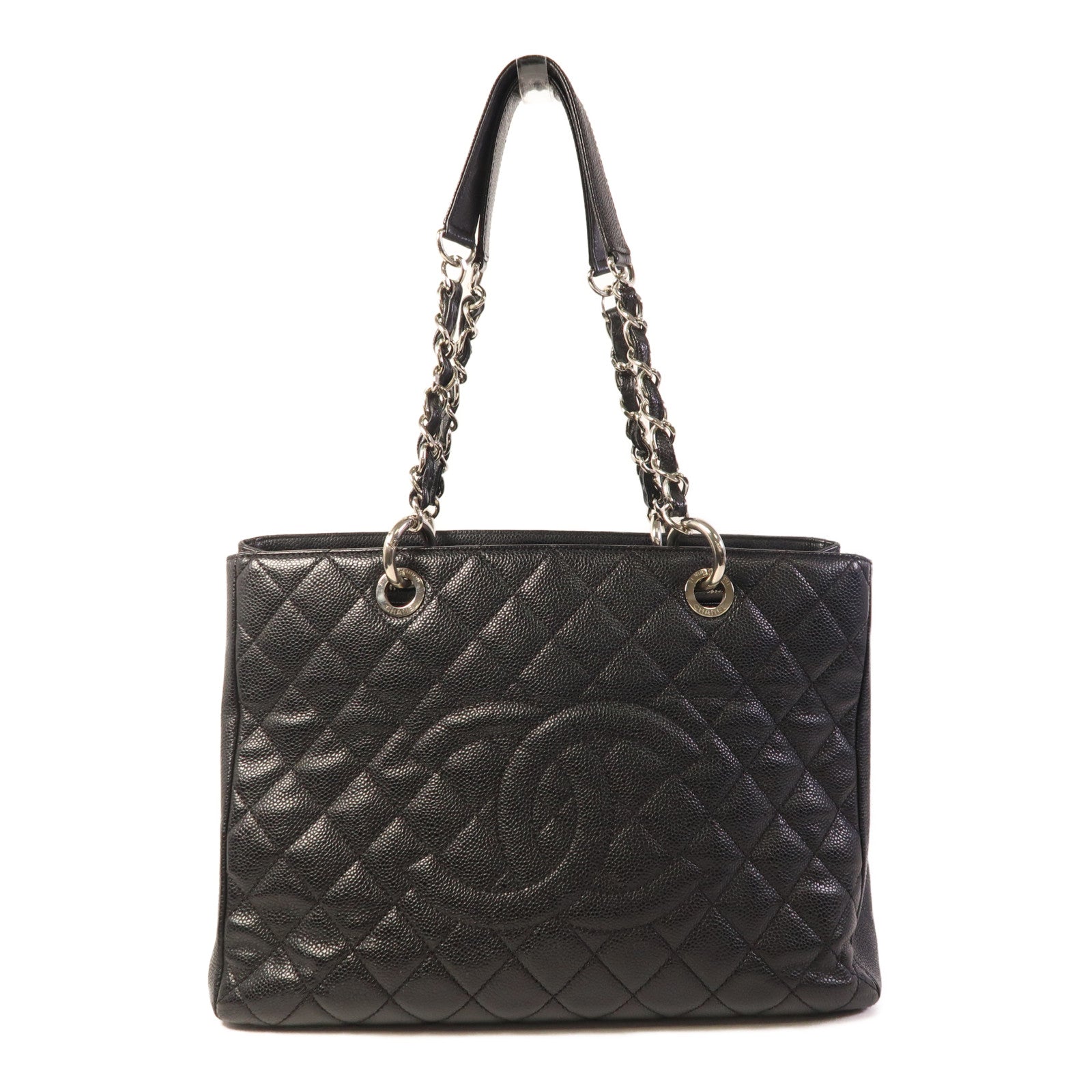 CHANEL 牛皮皮革GST Grand Shopping Tote Bag銀扣鏈帶肩背袋