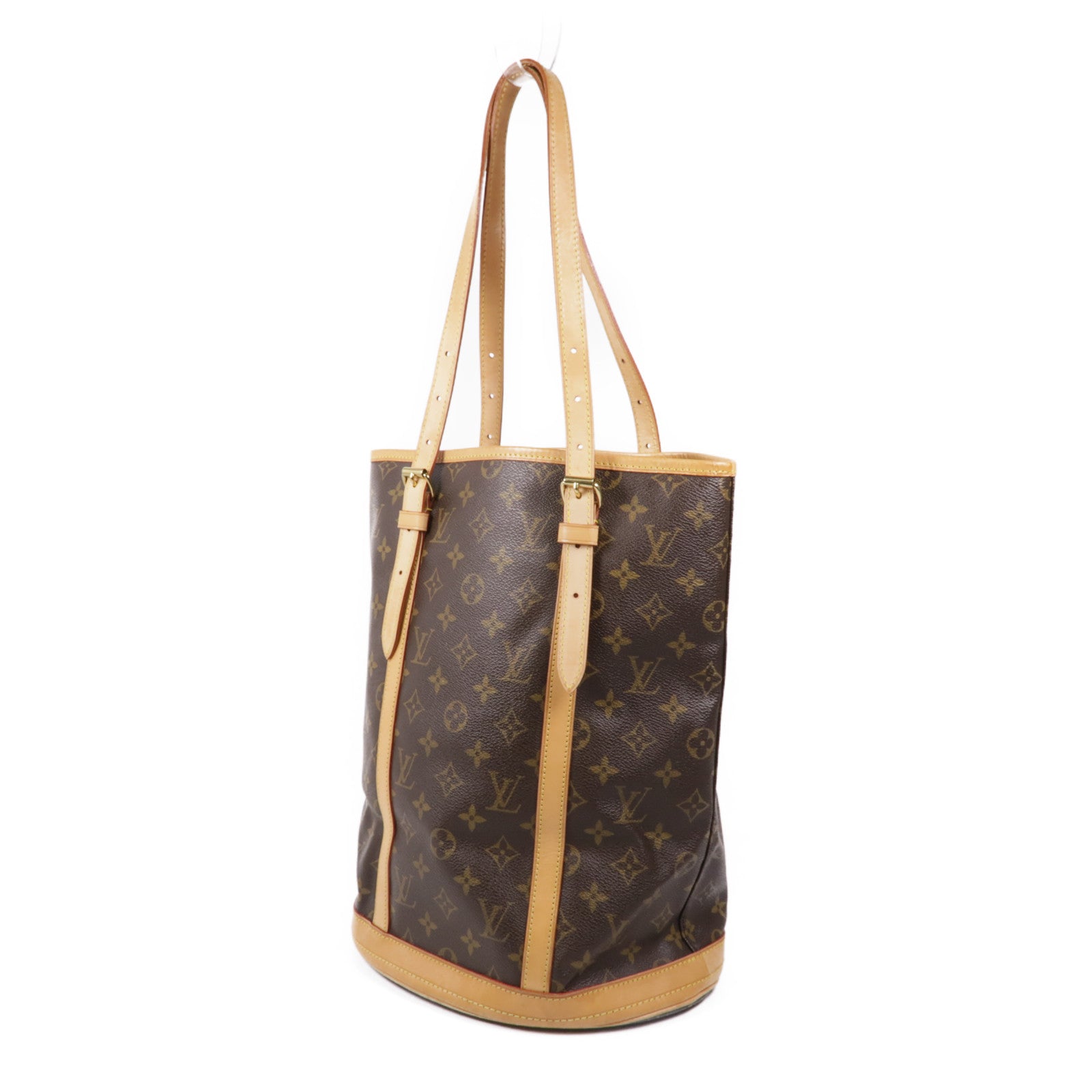 LOUIS VUITTON Monogram Bucket GM金扣手挽袋棕色