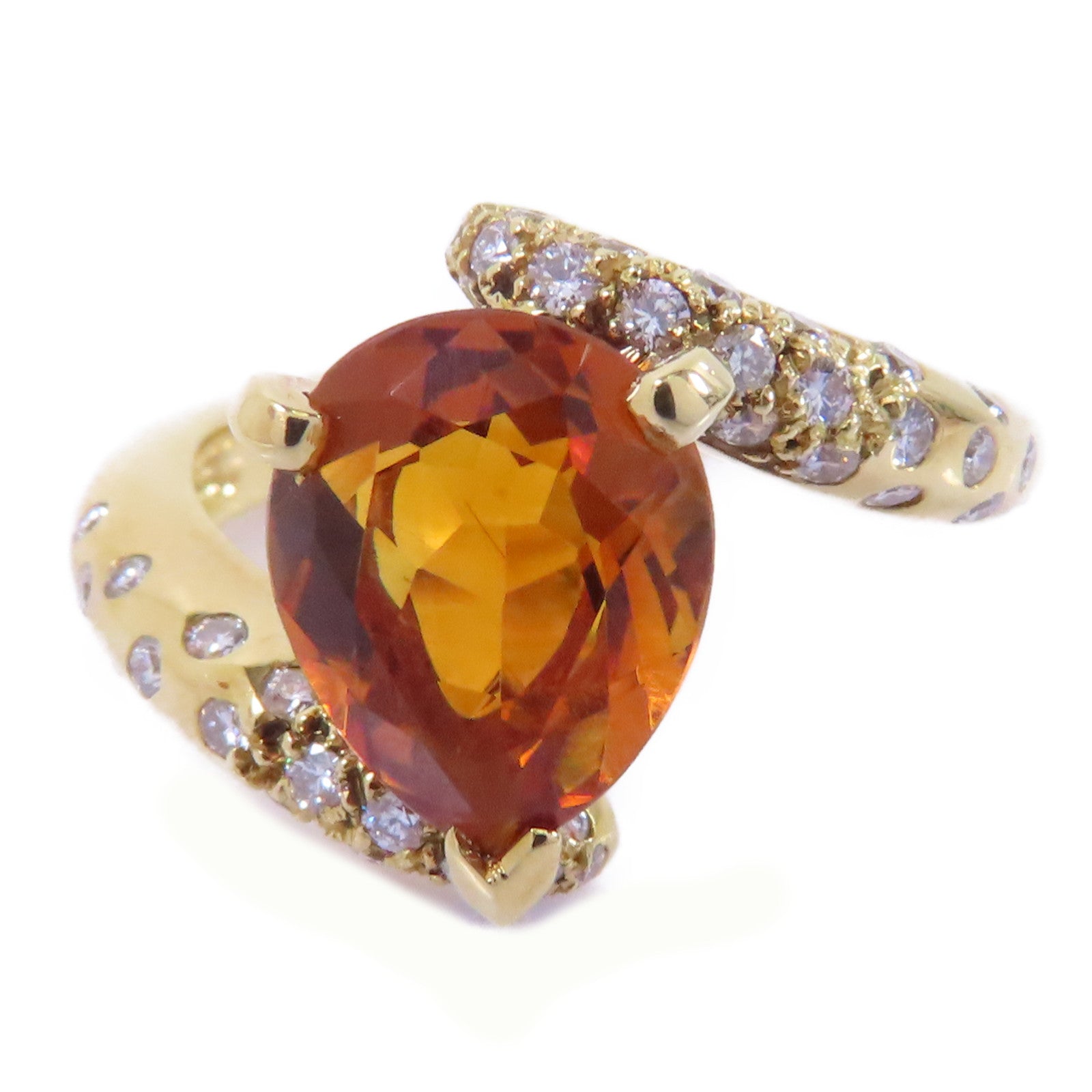 CHANEL 18K黃金Citrine Diamond Ring黃水晶鑽石戒指US#6.5