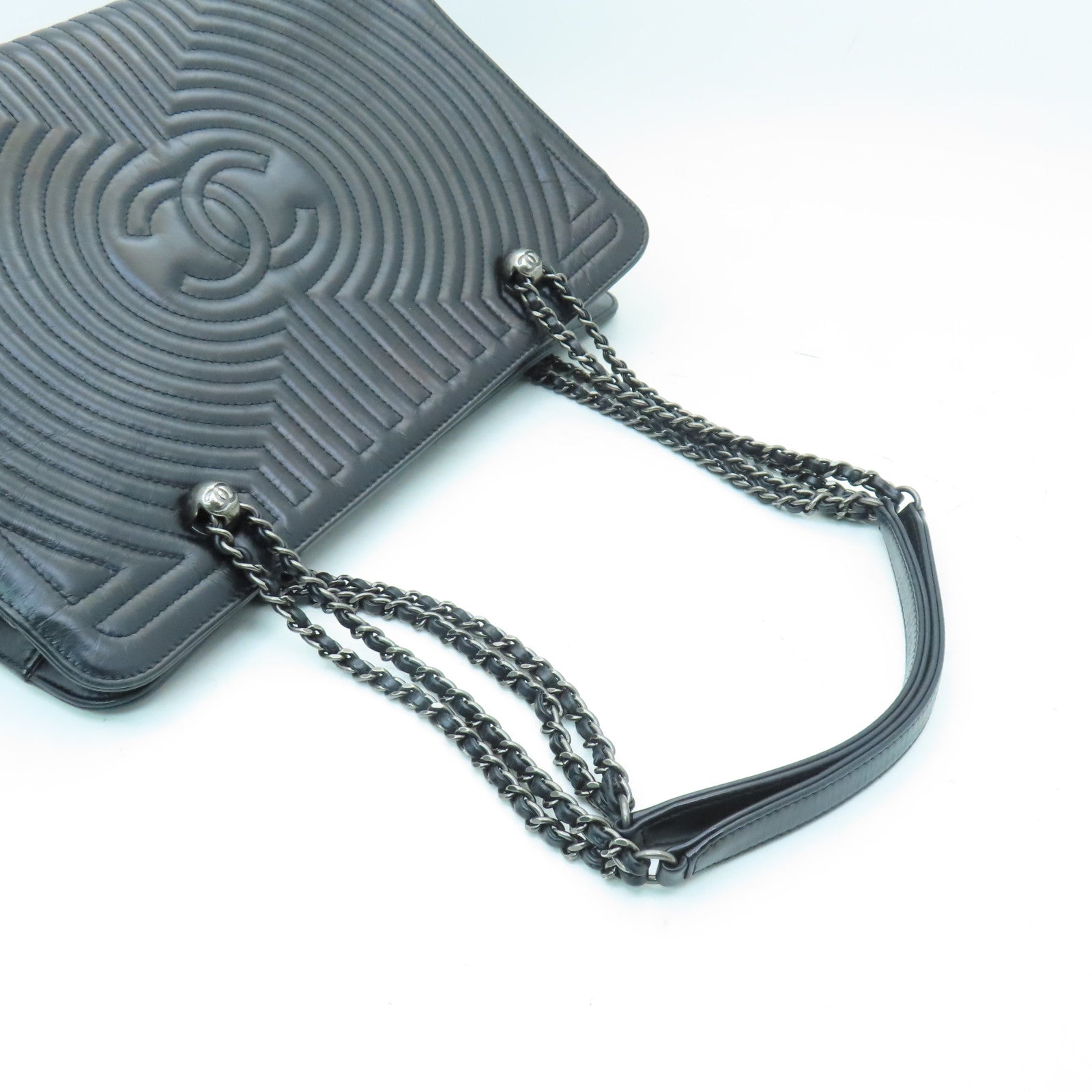 CHANEL 【激減優惠】牛皮皮革Chain Shoulder Bag銀扣鏈帶肩背袋黑色