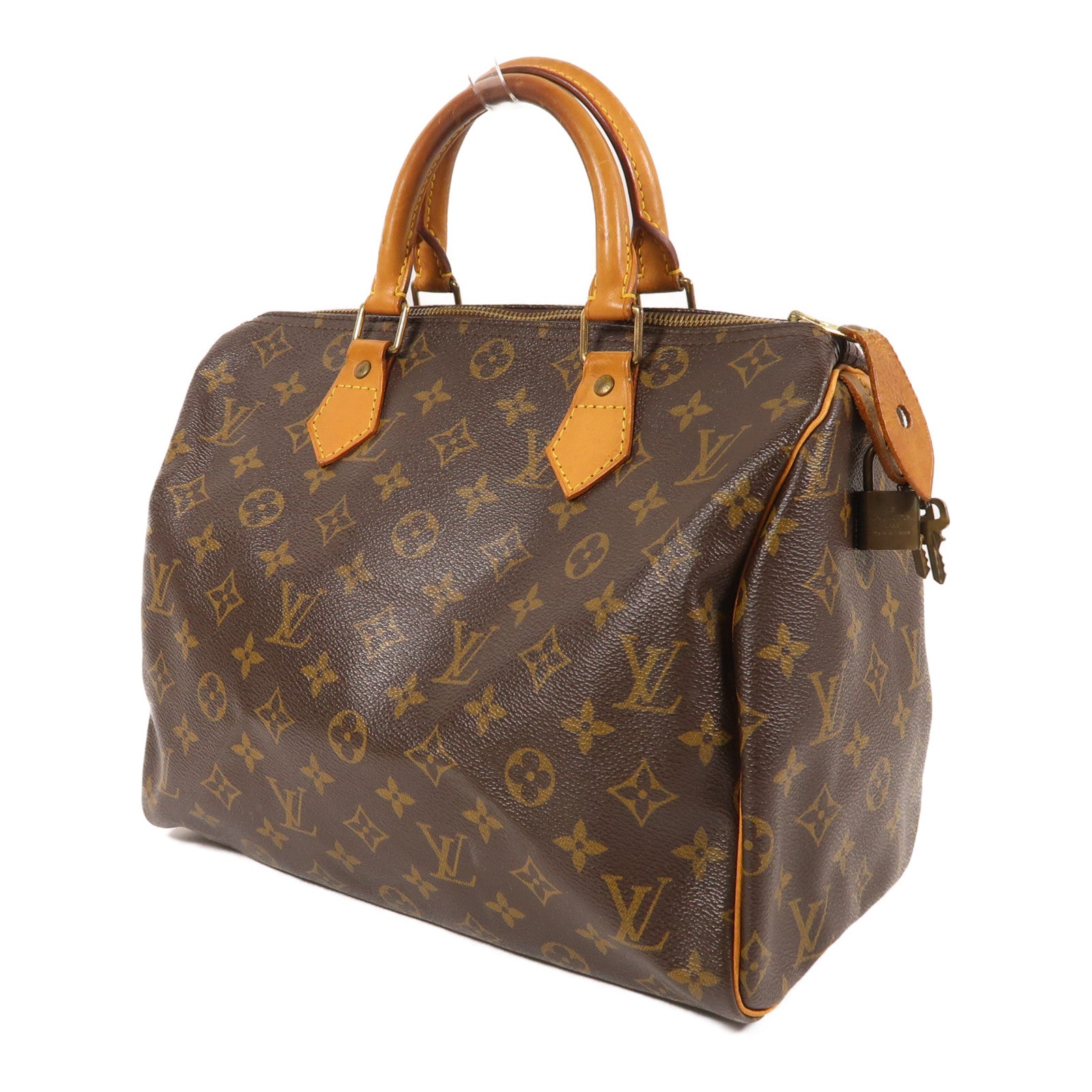 LOUIS VUITTON Monogram Speedy 30金扣手挽袋棕色