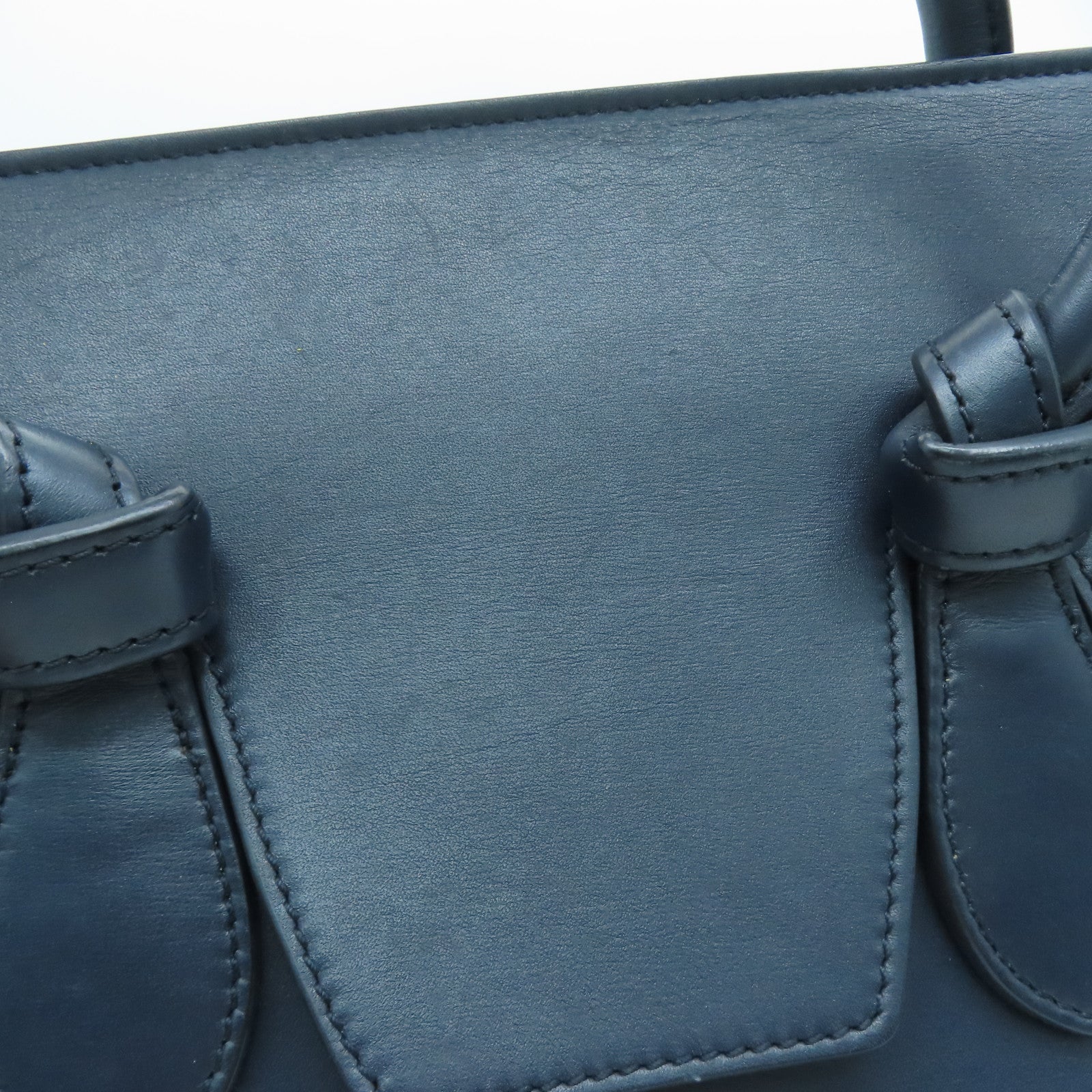 CELINE 牛皮皮革金扣肩背袋深藍色