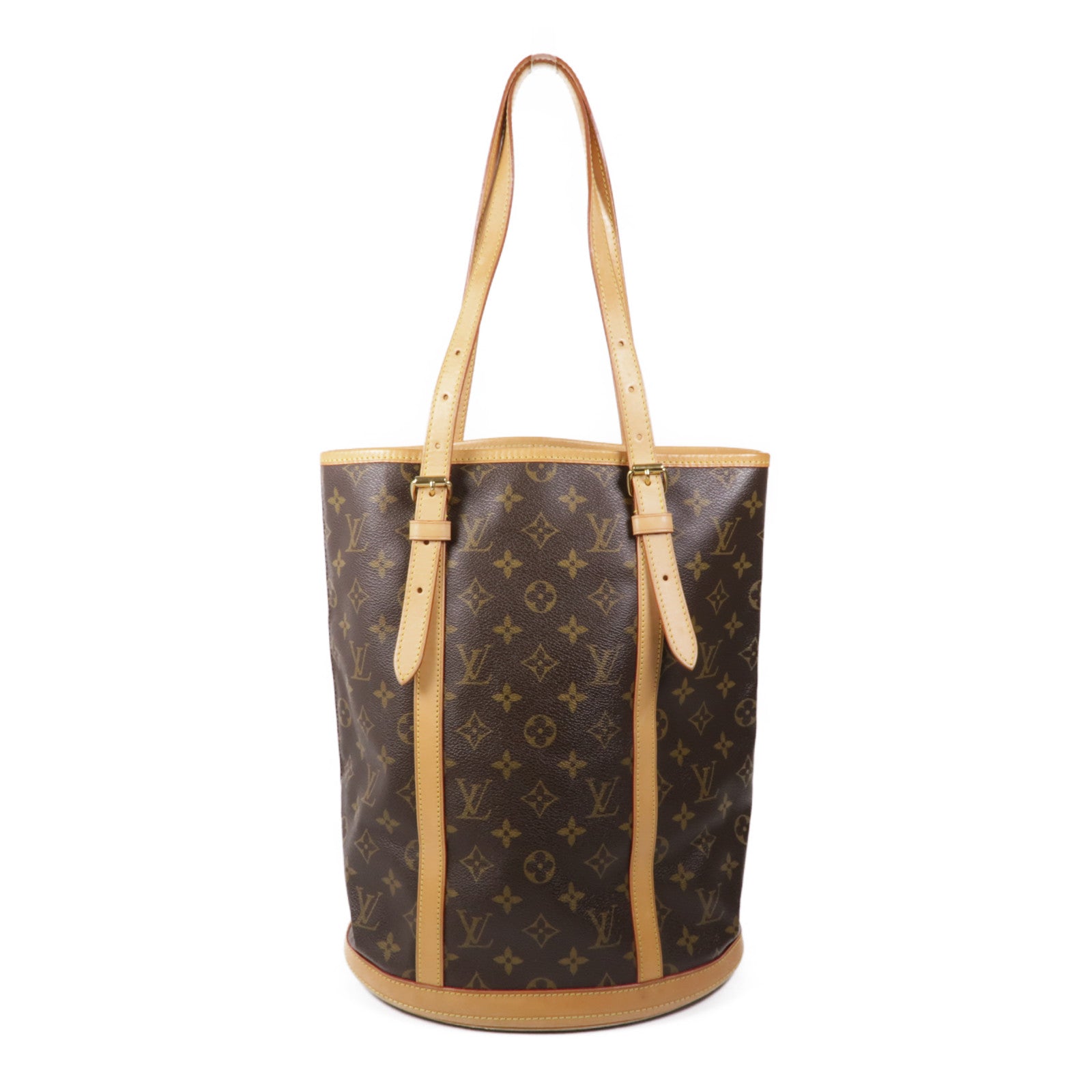LOUIS VUITTON Monogram Bucket GM金扣手挽袋棕色