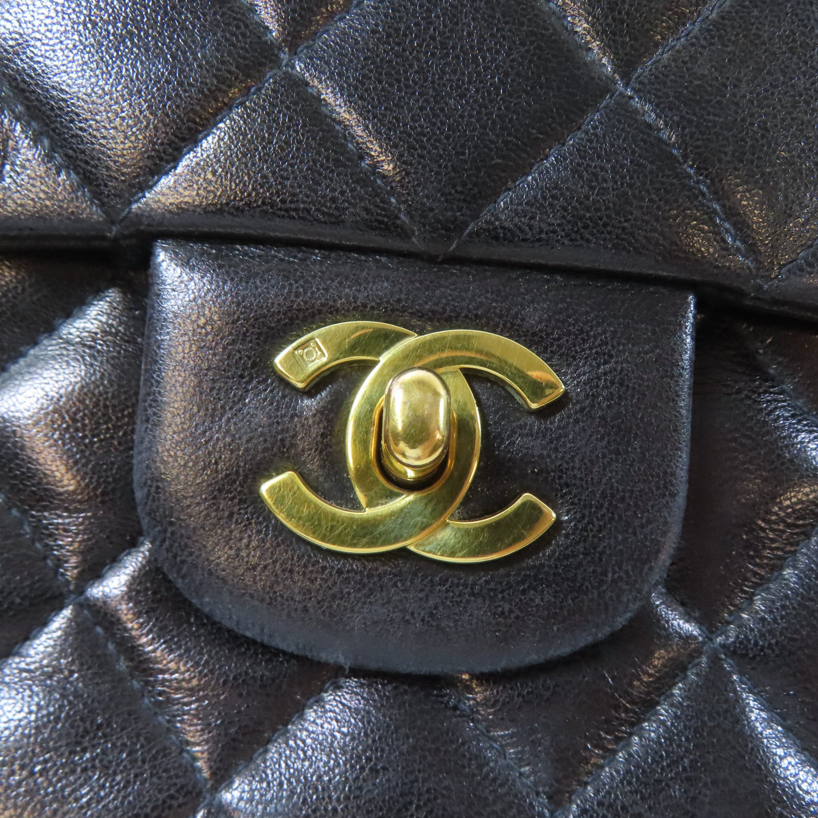 CHANEL 菱格羊皮皮革Vintage Classic 25金扣鏈帶肩背袋黑色