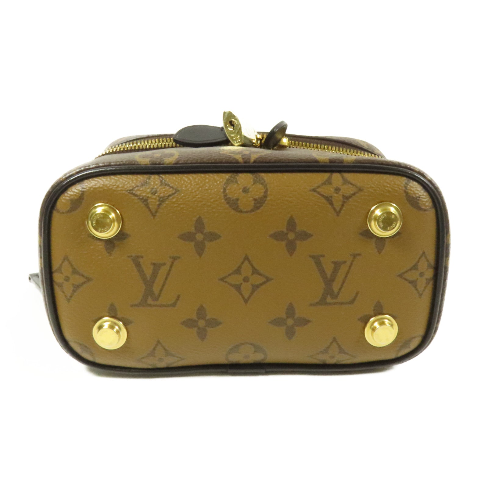 LOUIS VUITTON Monogram Reverse Vanity PM金扣手挽肩背兩用袋棕色