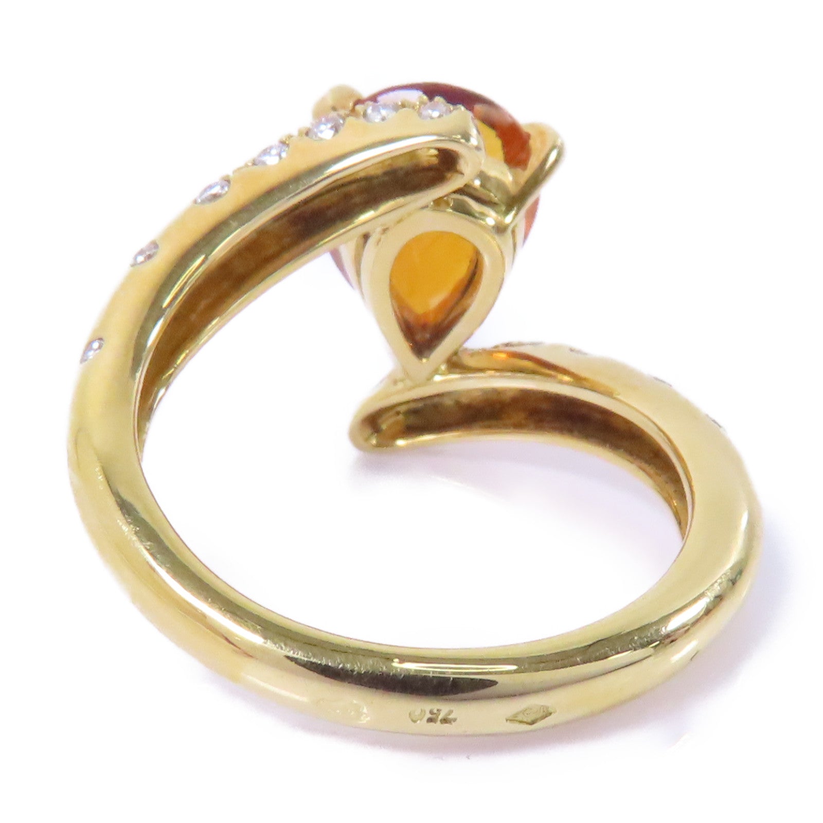 CHANEL 18K黃金Citrine Diamond Ring黃水晶鑽石戒指US#6.5