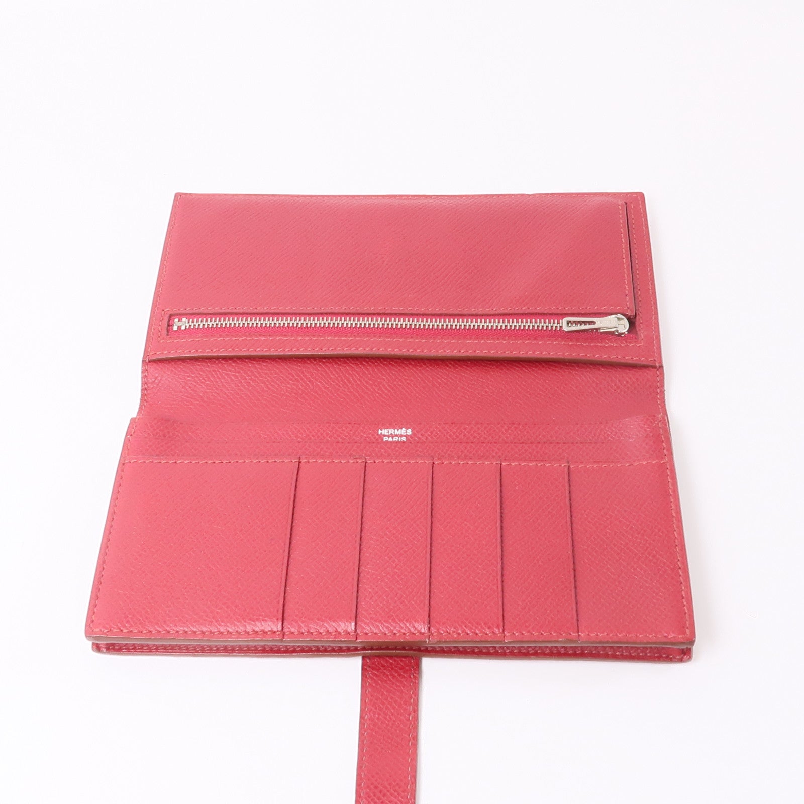 HERMES 皮革Bearn Long Wallet銀扣長錢包長錢包
