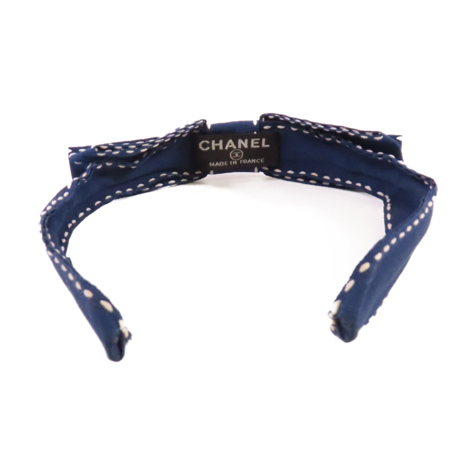 CHANEL 帆布Hairband髮箍藍色/白色