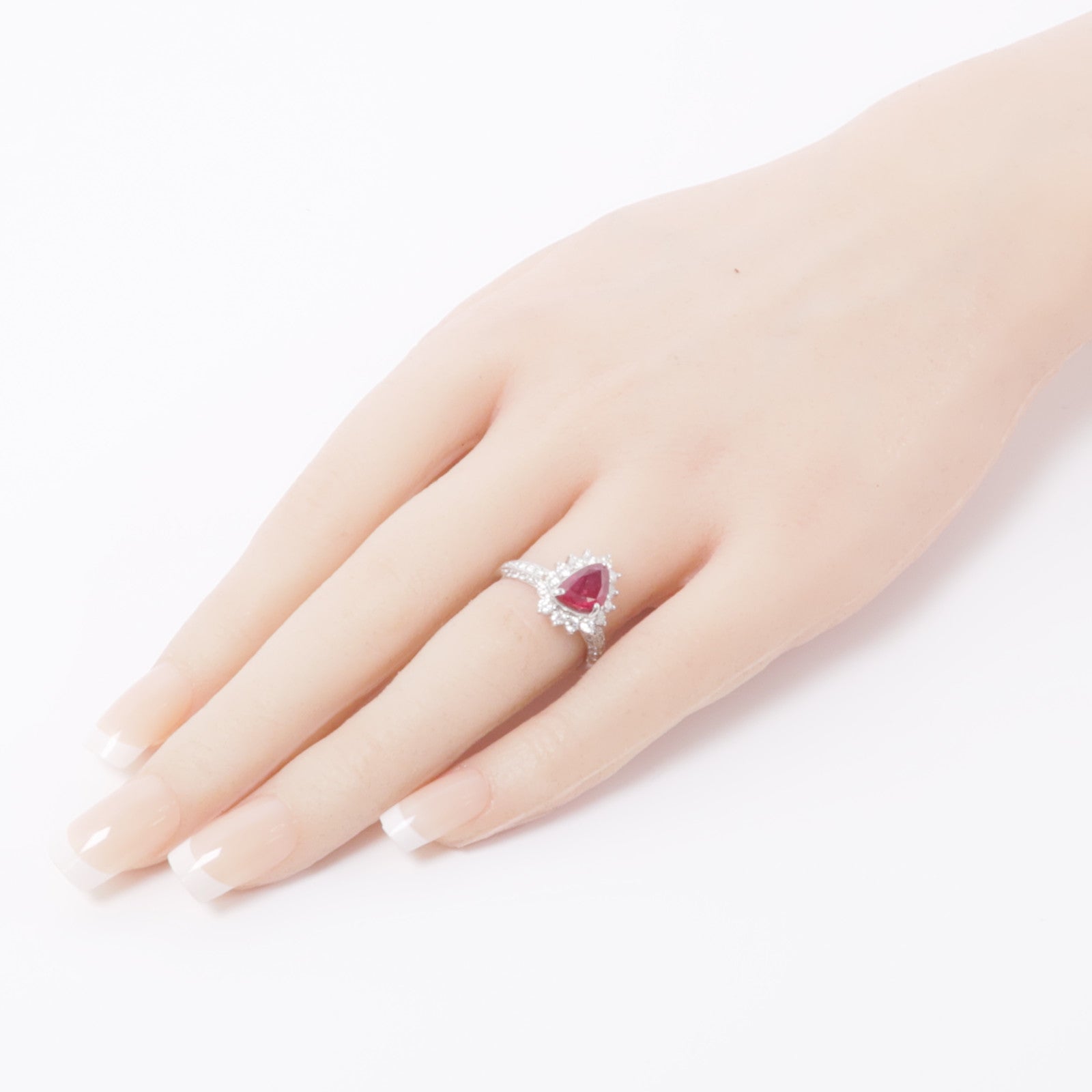 JEWELRY 【激減優惠】PT900鉑金Ruby Ring紅寶石/鑽石戒指粉紅色US#5.75
