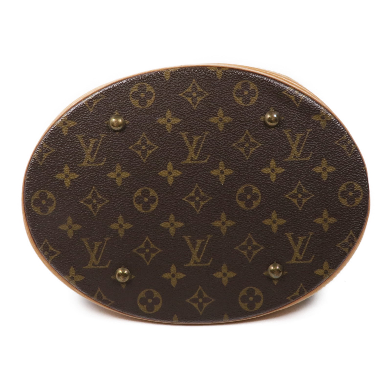 LOUIS VUITTON Monogram Bucket GM金扣手挽袋棕色