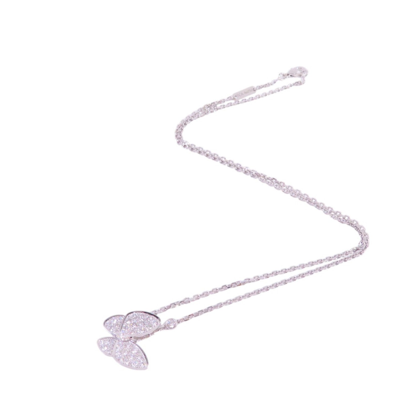 Van Cleef & Arpels 18K白金/鑽石Two Butterfly Pendant Necklace銀扣項鏈