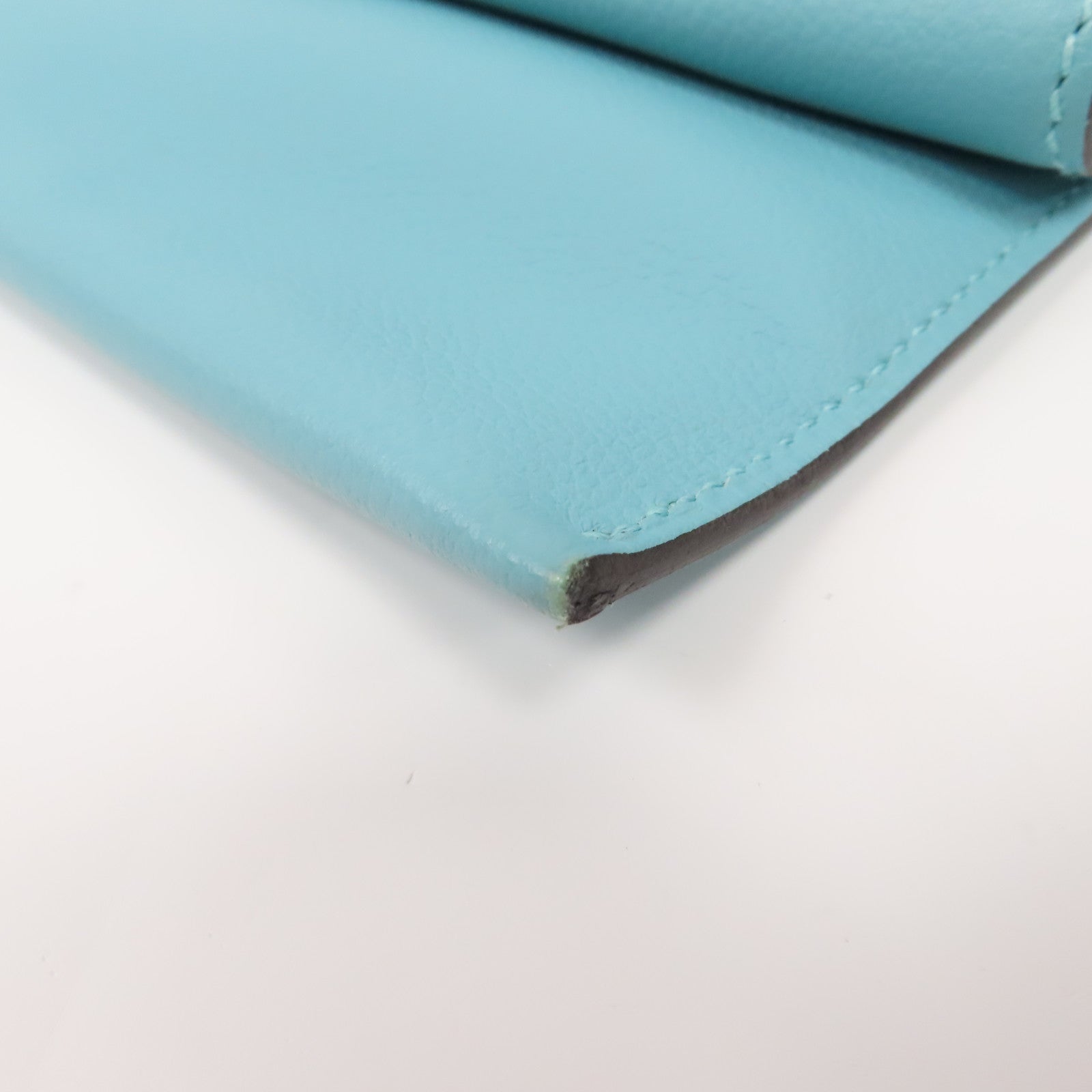 HERMES 【激減優惠】Evercolor皮革Pliplat Clutch手拿包環礁藍色