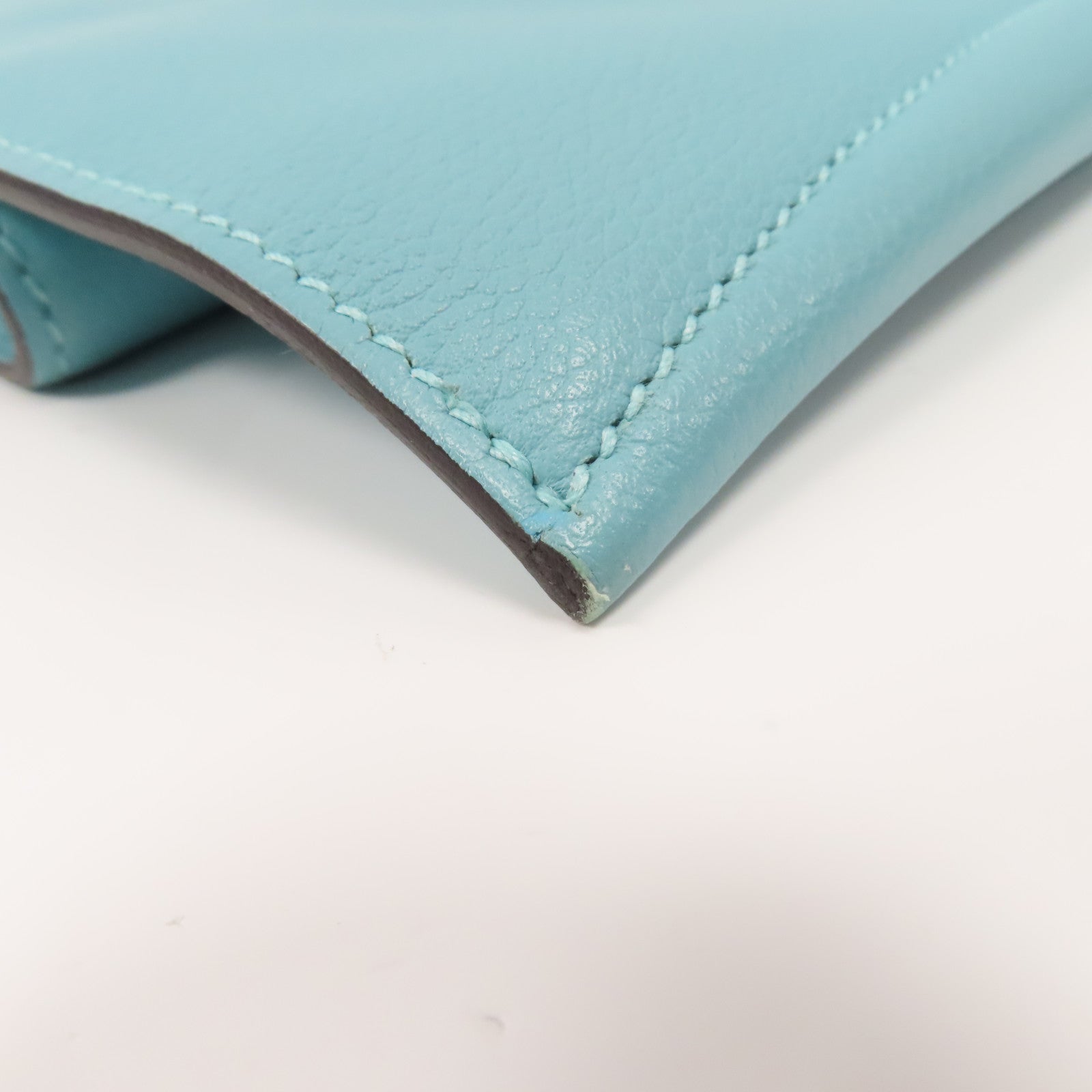 HERMES 【激減優惠】Evercolor皮革Pliplat Clutch手拿包環礁藍色