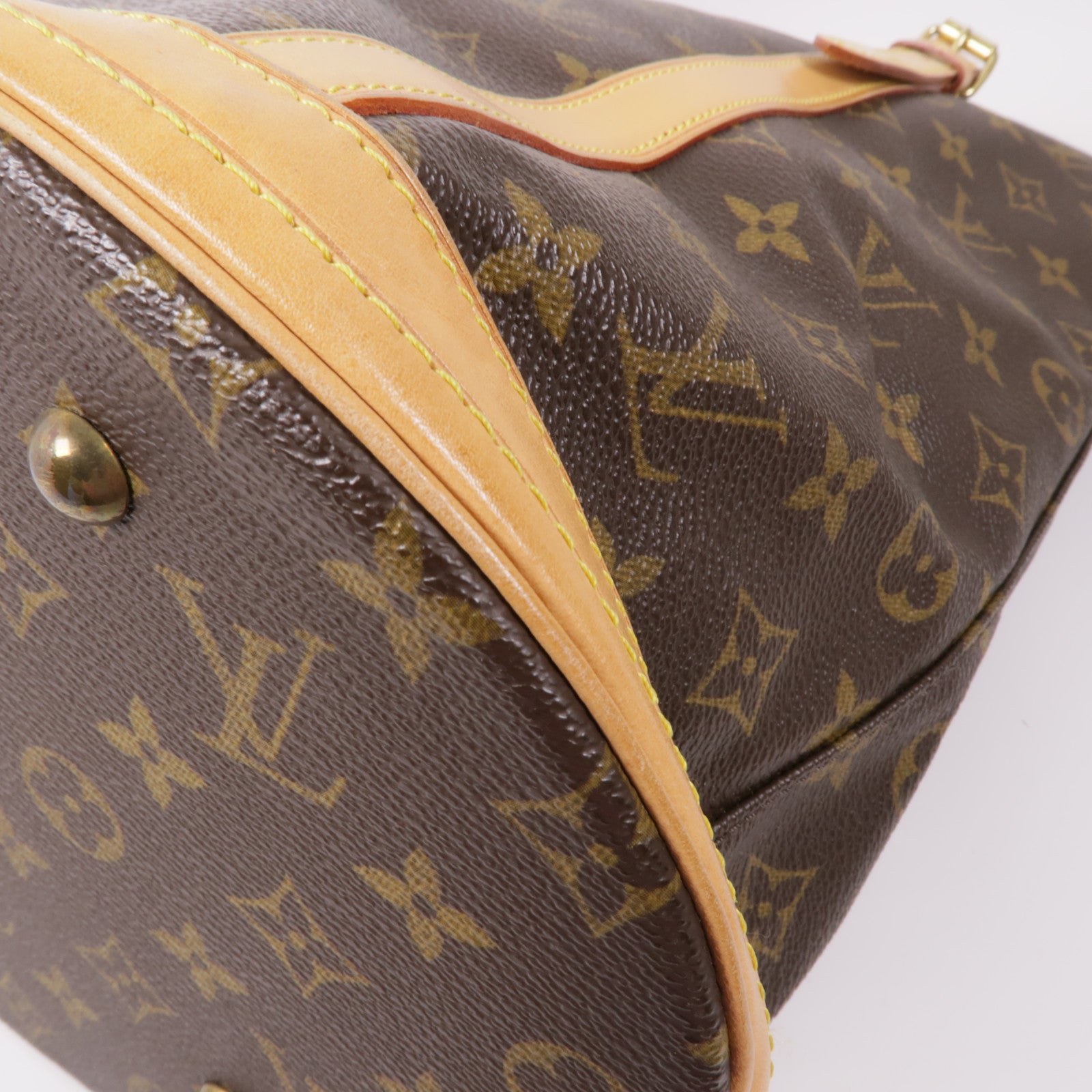 LOUIS VUITTON Monogram Bucket GM金扣手挽袋棕色