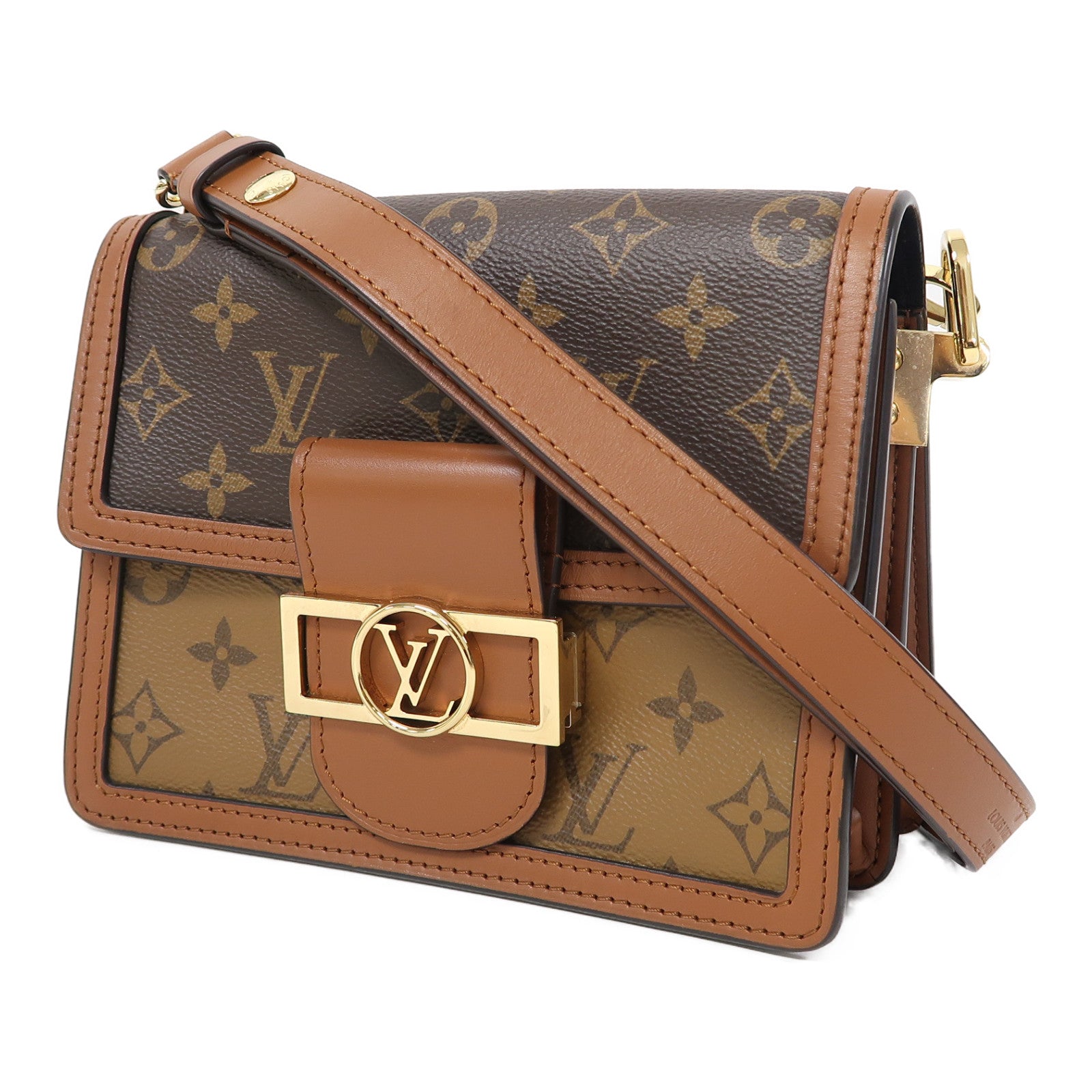LOUIS VUITTON Monogram Mini Dauphine金扣肩背袋啡色