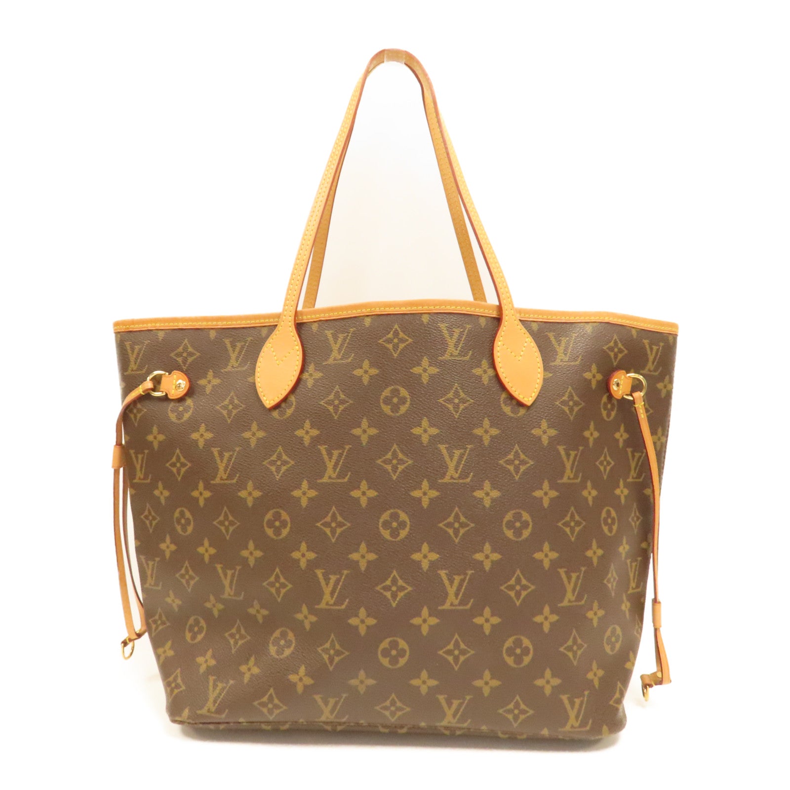 LOUIS VUITTON Monogram Neverfull MM金扣手挽袋啡色