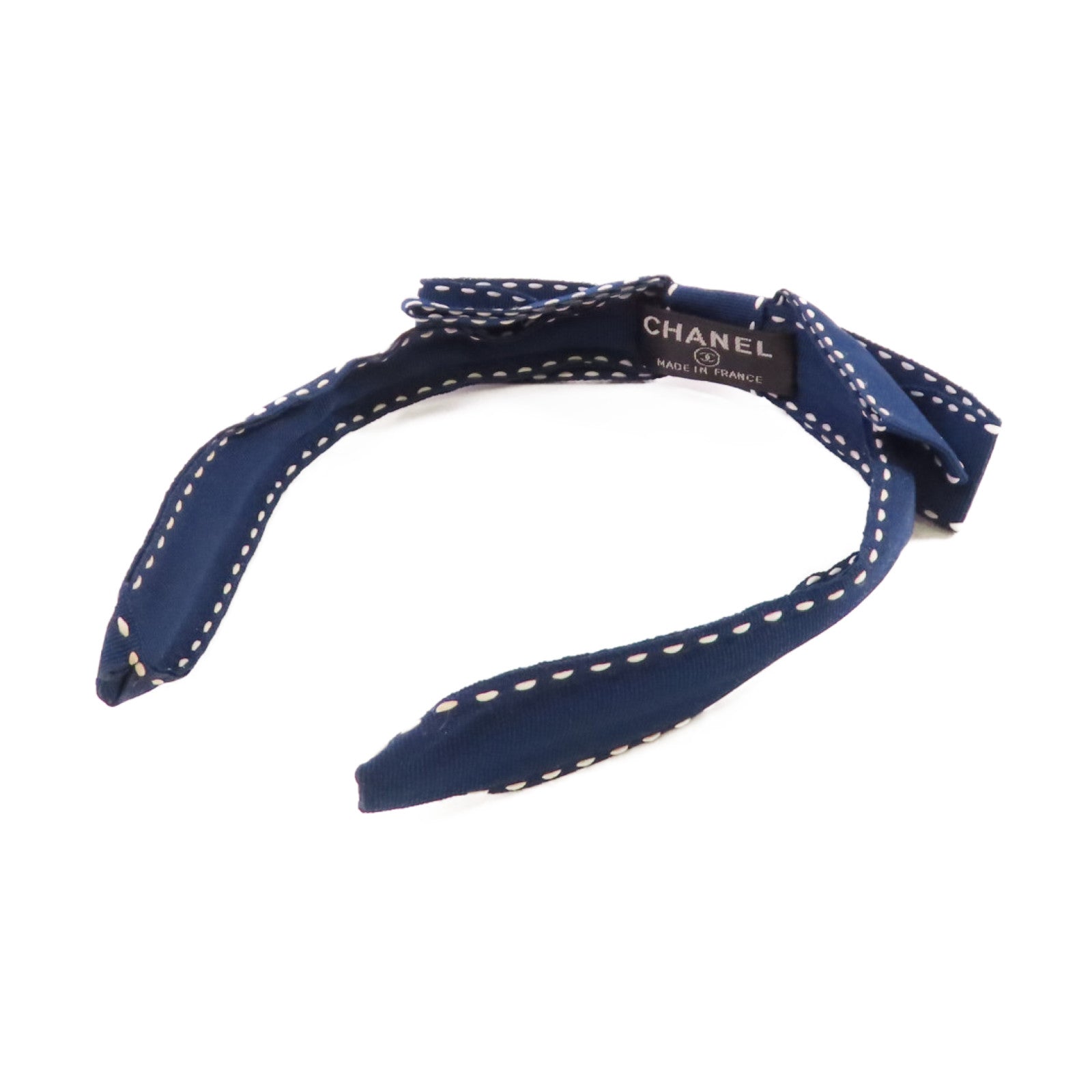 CHANEL 帆布Hairband髮箍藍色/白色
