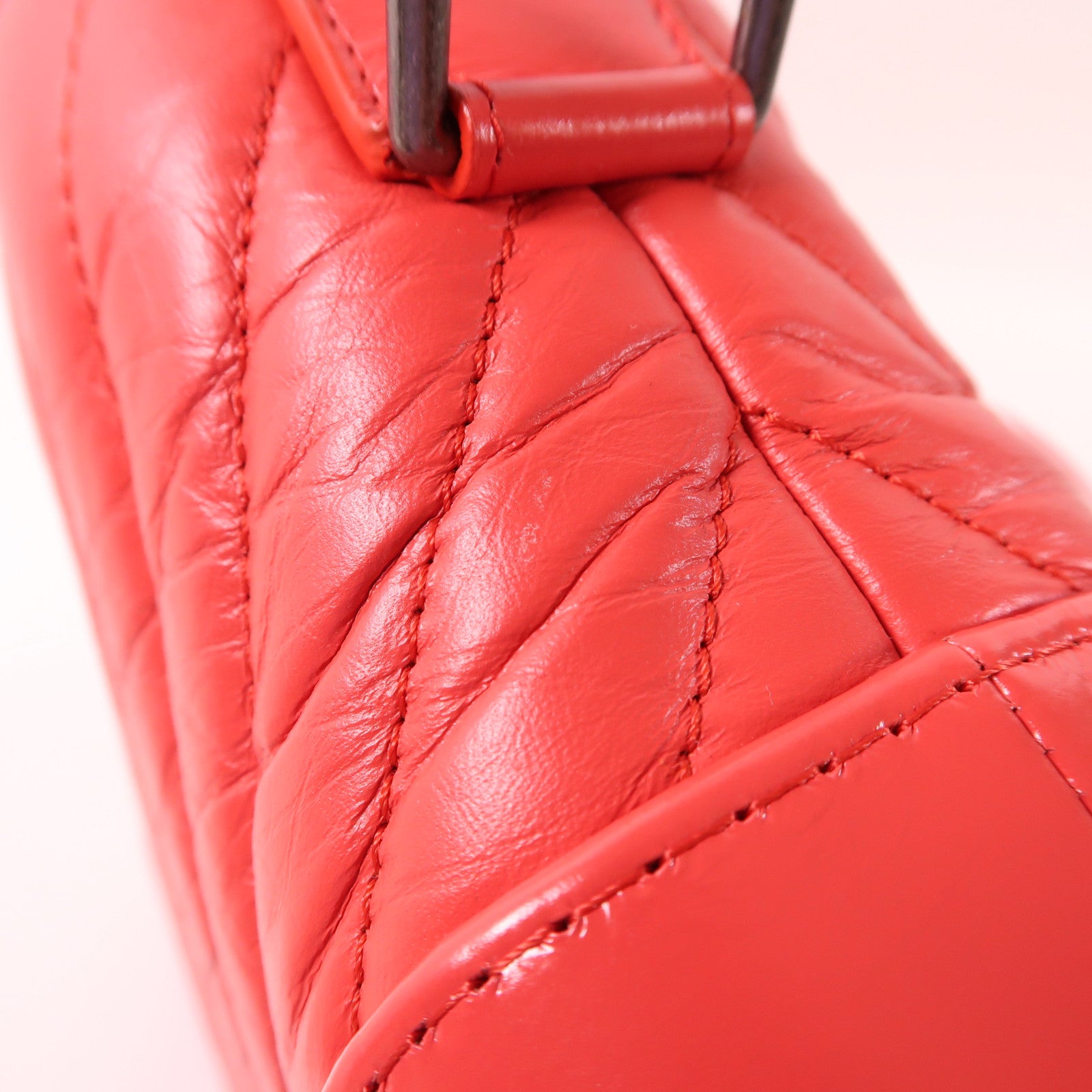 CHANEL CC Gabrielle Small Chain Shoulder Bag Calfskin Leather Red