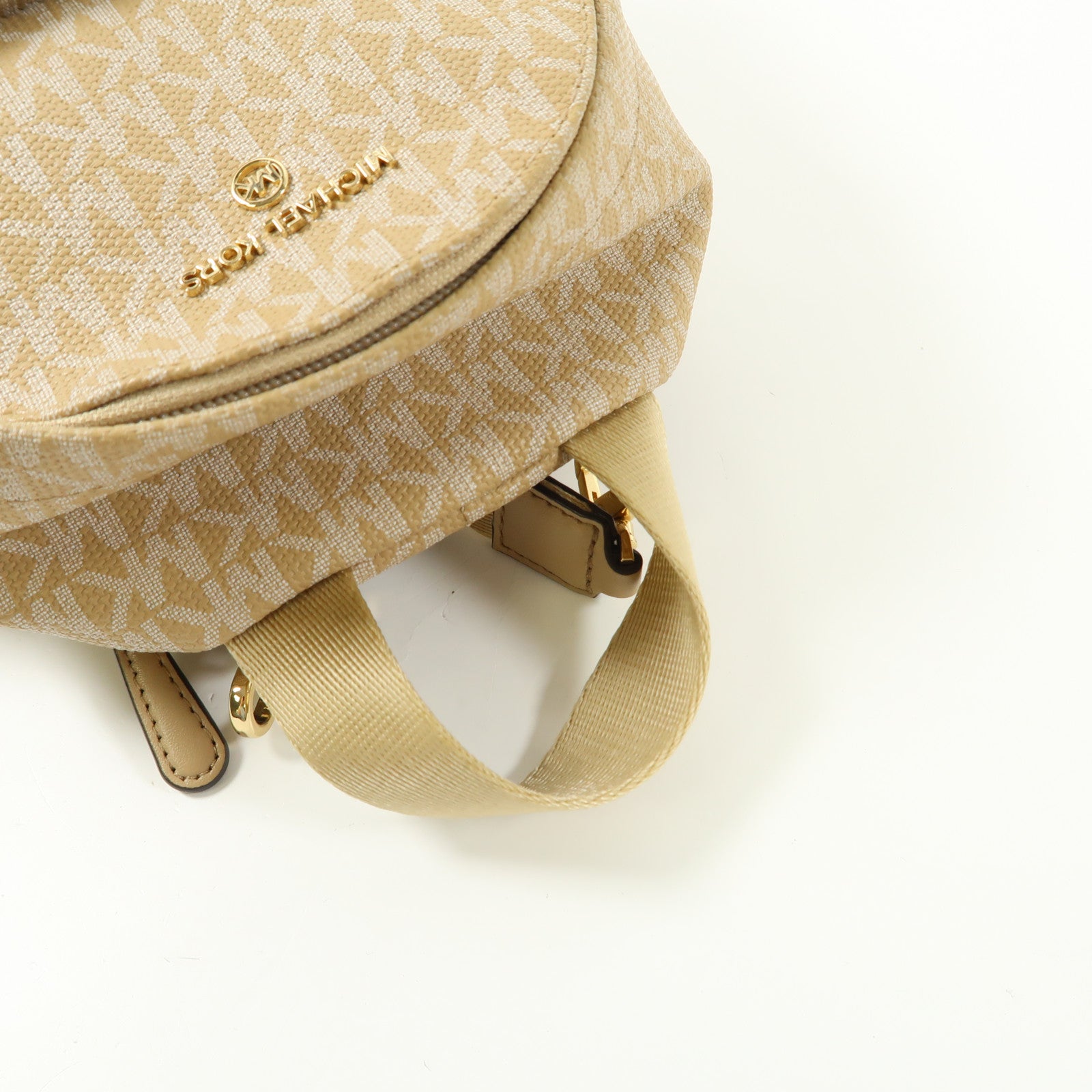 Michael Kors 塗層帆布Backpack金扣背包杏色/淺褐色