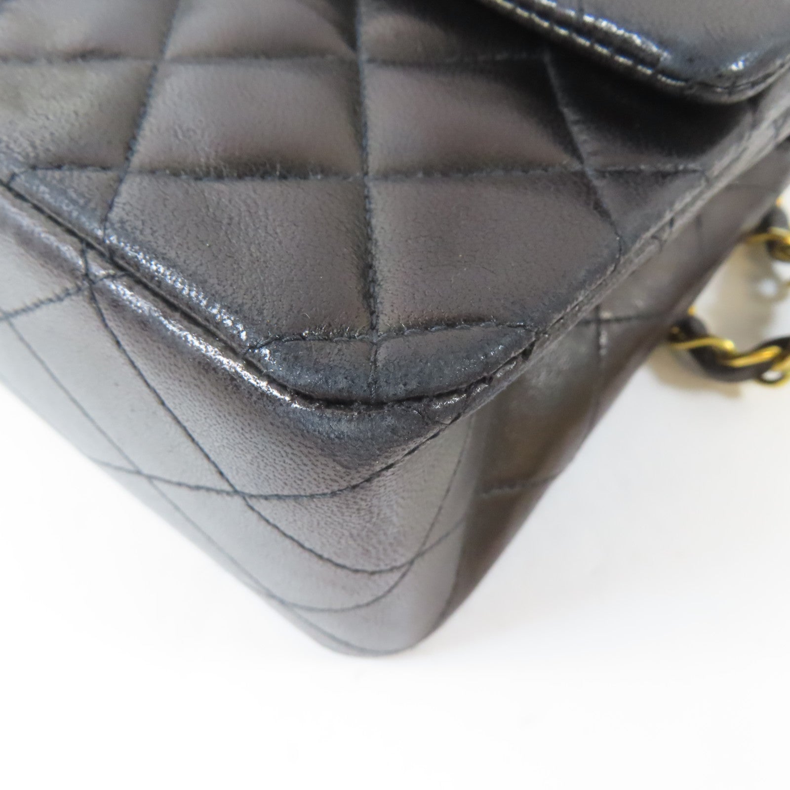 CHANEL 菱格羊皮皮革Vintage Classic 25金扣鏈帶肩背袋黑色