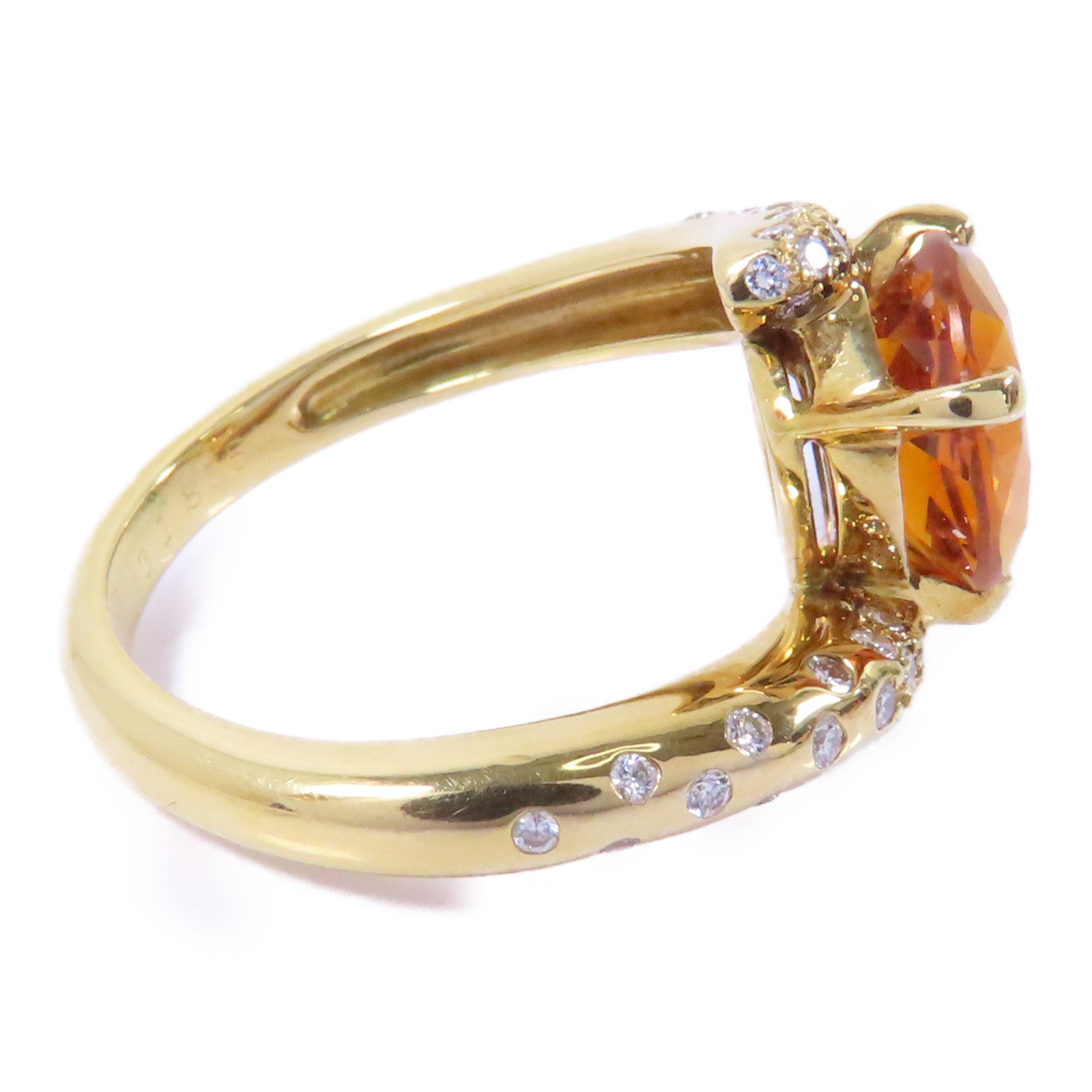 CHANEL 18K黃金Citrine Diamond Ring黃水晶鑽石戒指US#6.5