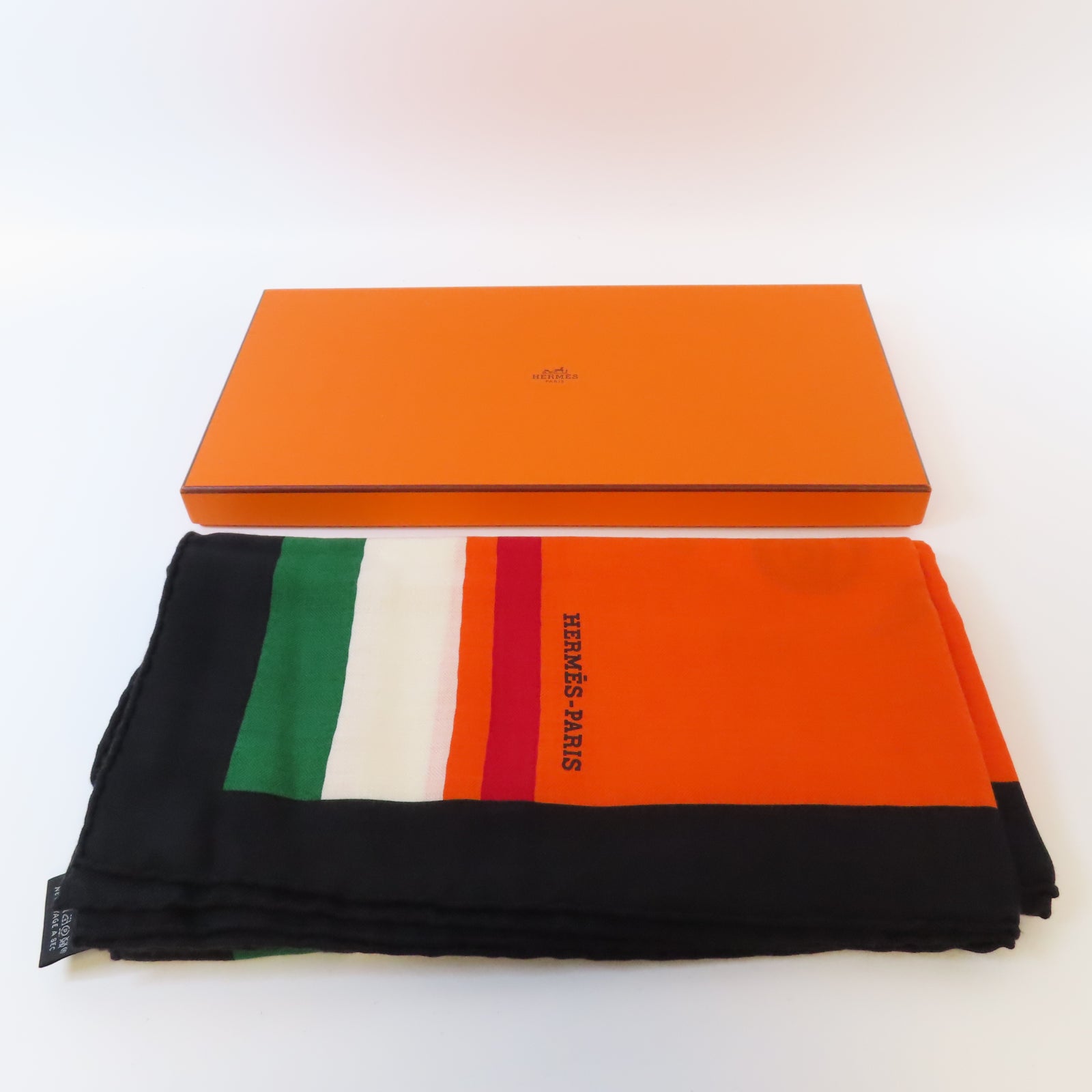 HERMES 羊絨/絲質Cashmere Muffler 140X140圍巾橙色