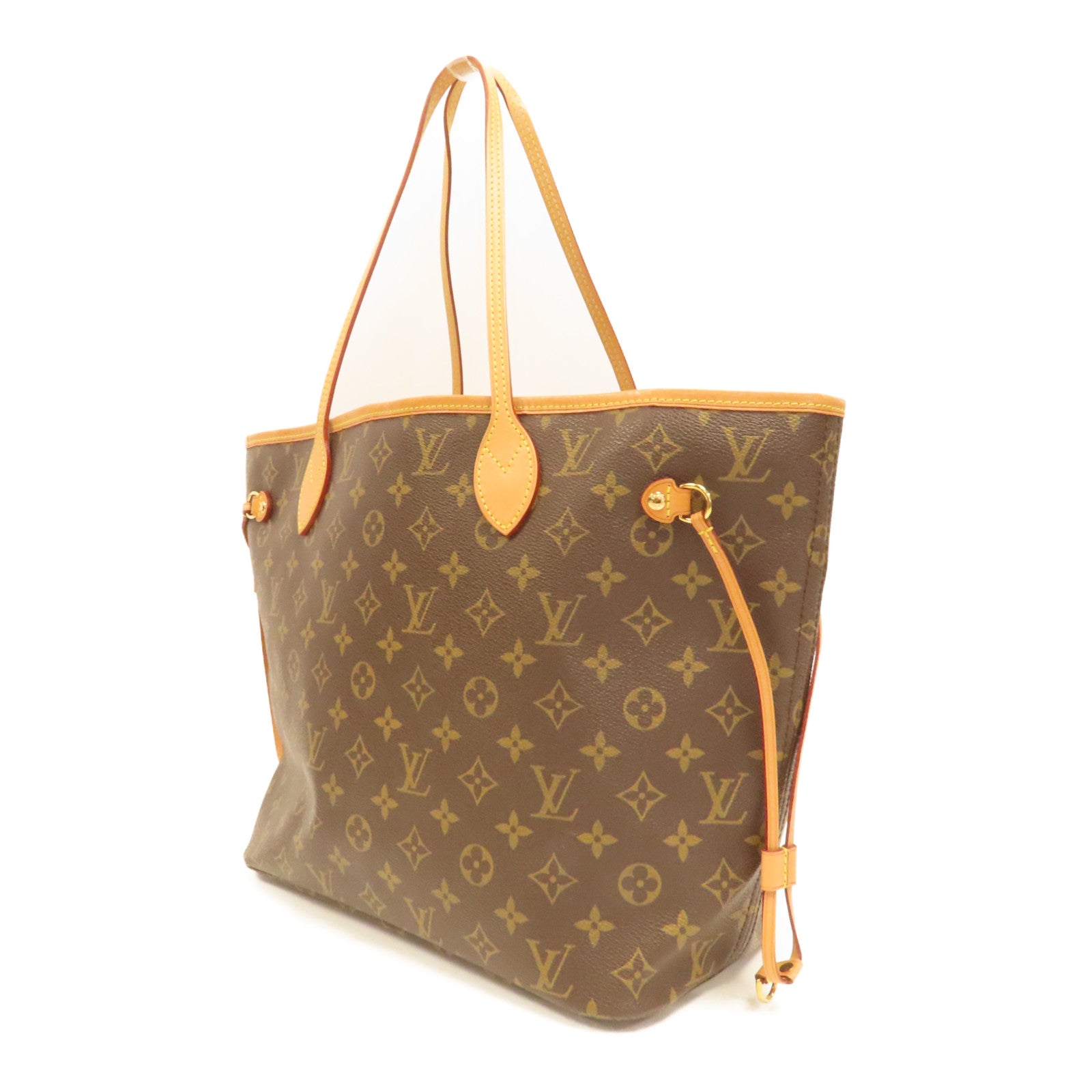 LOUIS VUITTON Monogram Neverfull MM金扣手挽袋啡色