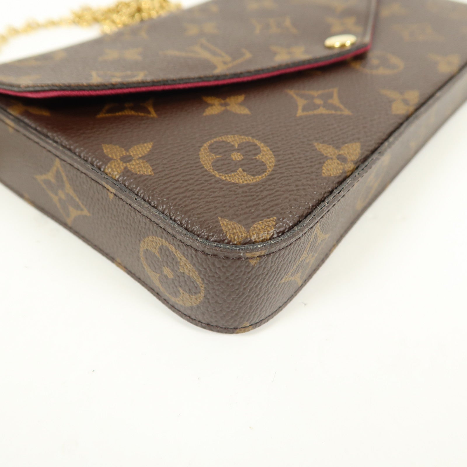 LOUIS VUITTON 【激減優惠】Monogram Pochette Felicie金扣鏈帶肩背袋棕色