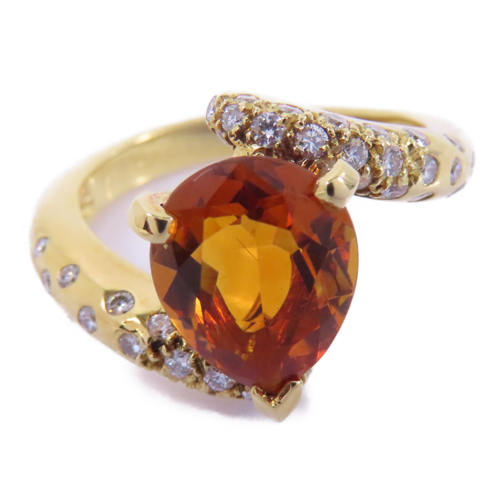 CHANEL 18K黃金Citrine Diamond Ring黃水晶鑽石戒指US#6.5