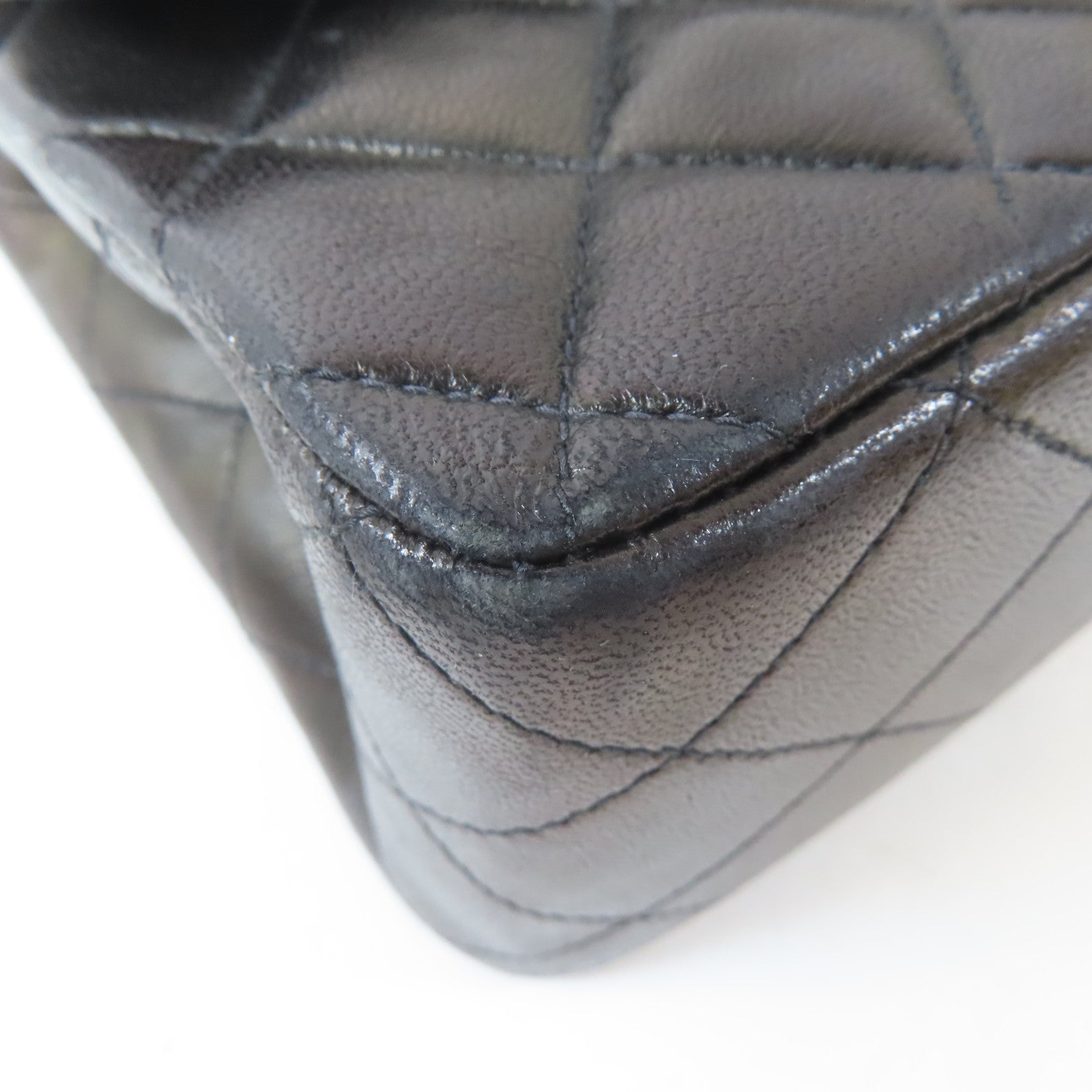 CHANEL 菱格羊皮皮革Vintage Classic 25金扣鏈帶肩背袋黑色