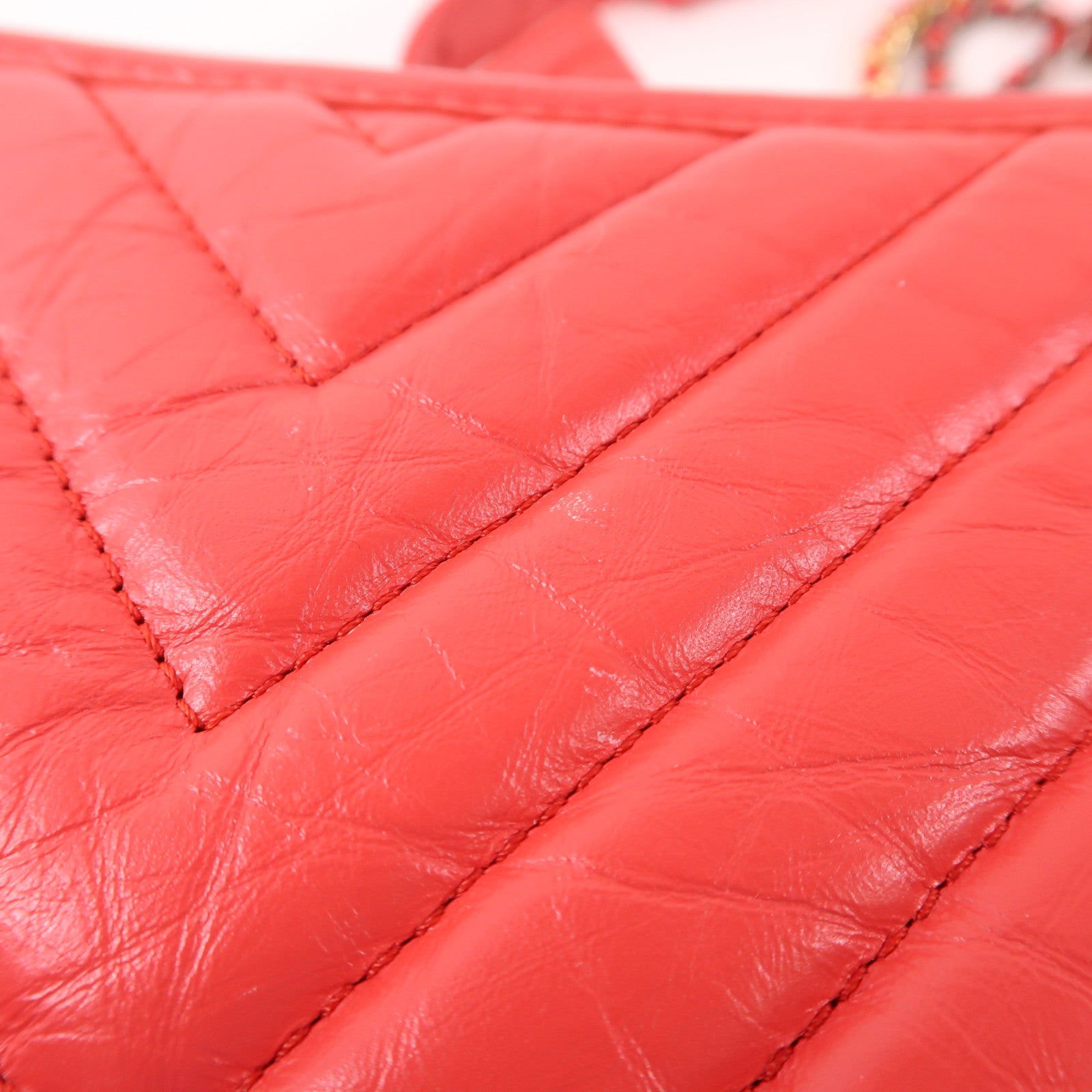CHANEL CC Gabrielle Small Chain Shoulder Bag Calfskin Leather Red