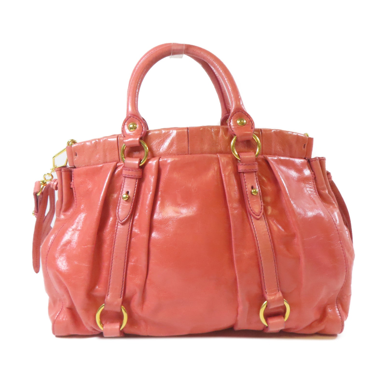 Miu Miu 牛皮皮革2 Way Shoulder Bag金扣手挽肩背兩用袋粉紅色