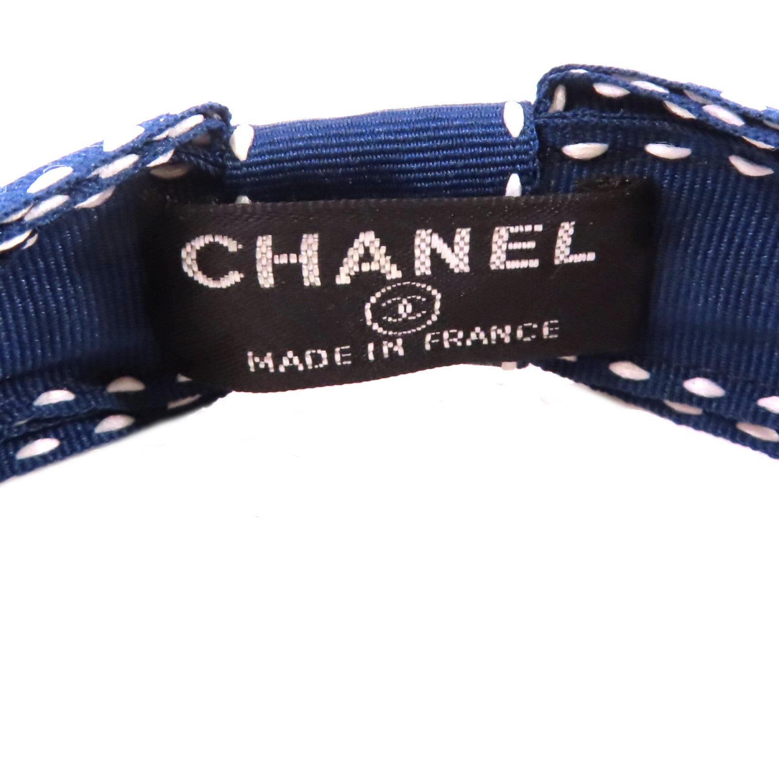 CHANEL 帆布Hairband髮箍藍色/白色